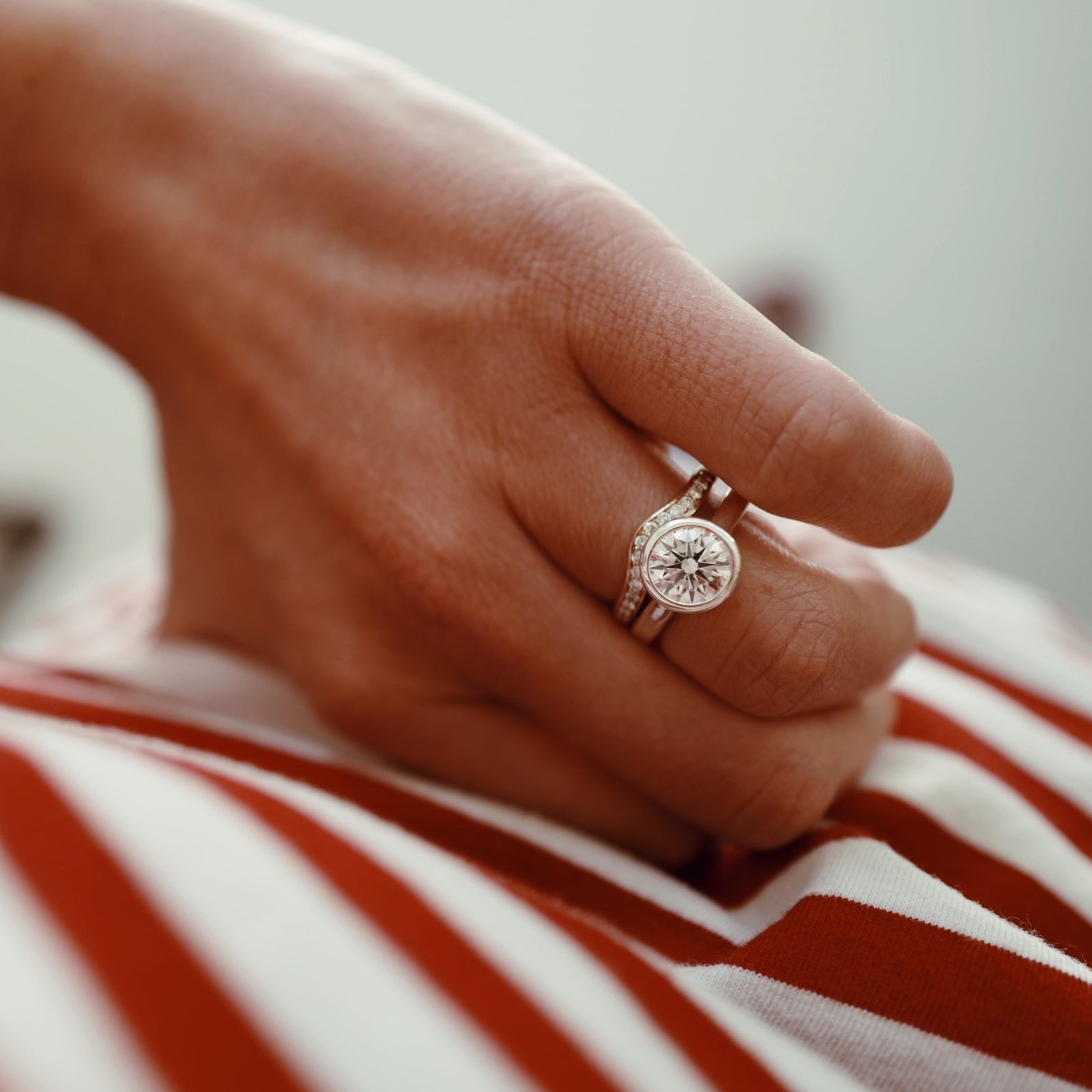 'The Eternity' Silver Round 2ct Lab Grown Diamond Bezel Engagement Ring