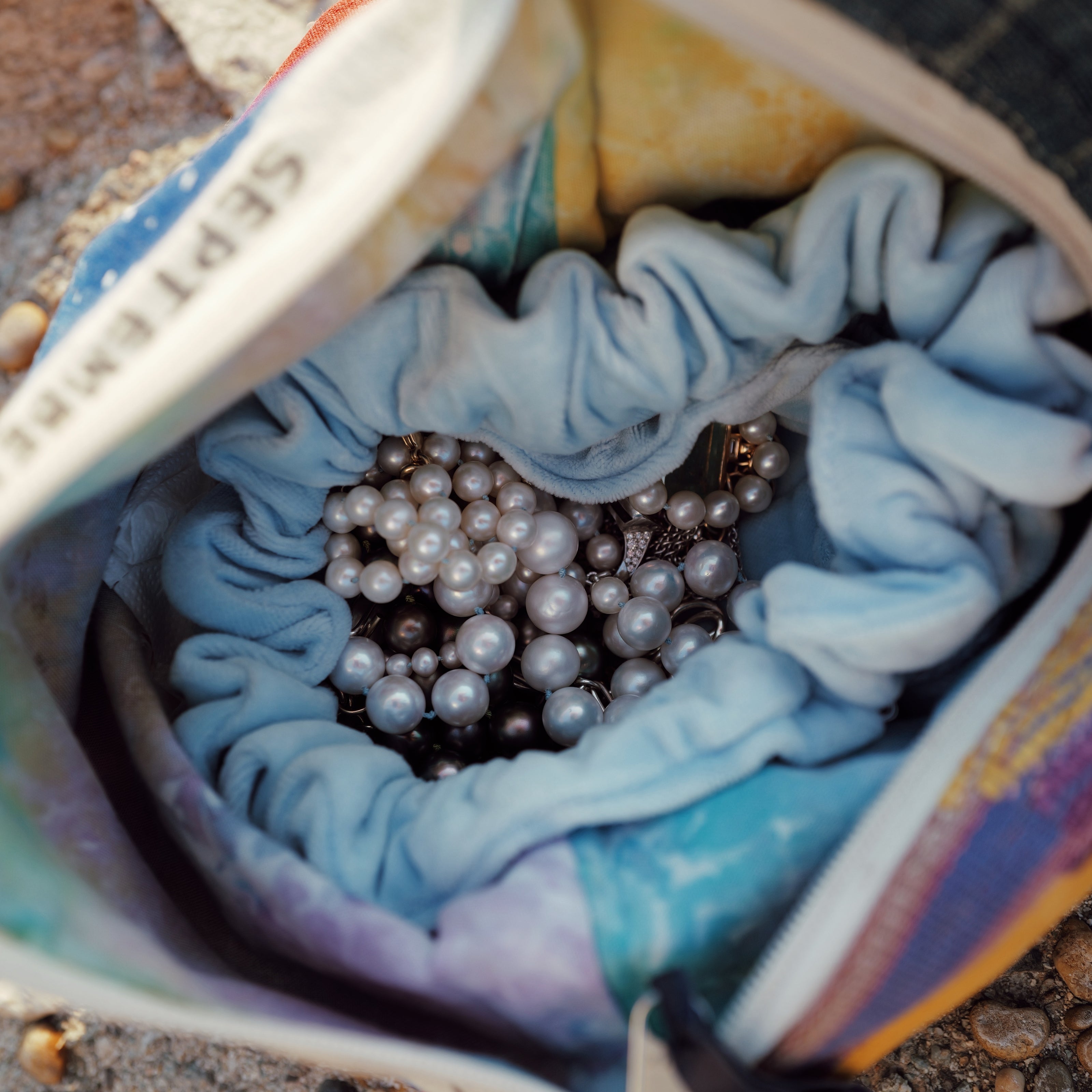 Cornflower Velvet Jewellery Pouch