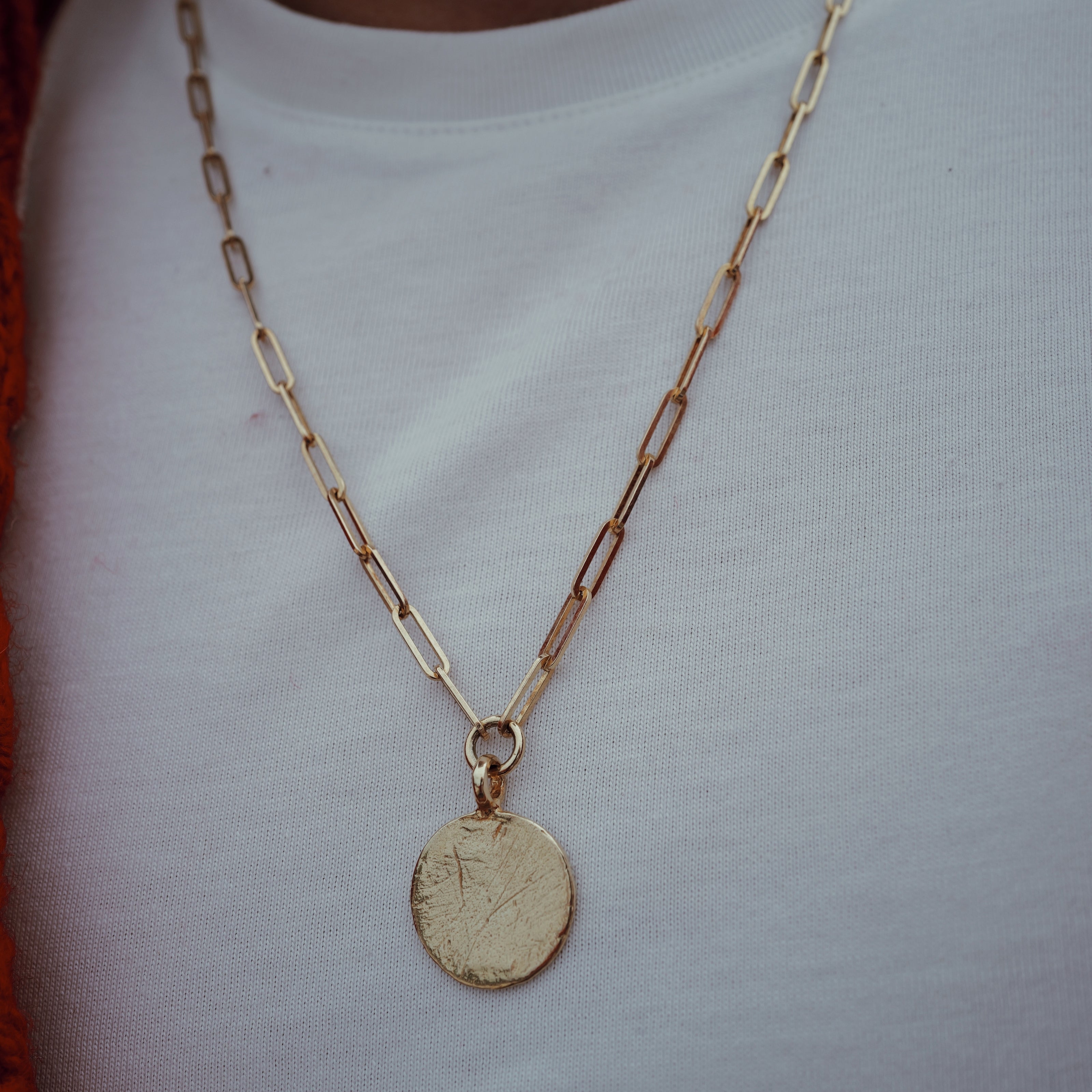 Gold Large Moon Trace Chain Necklace