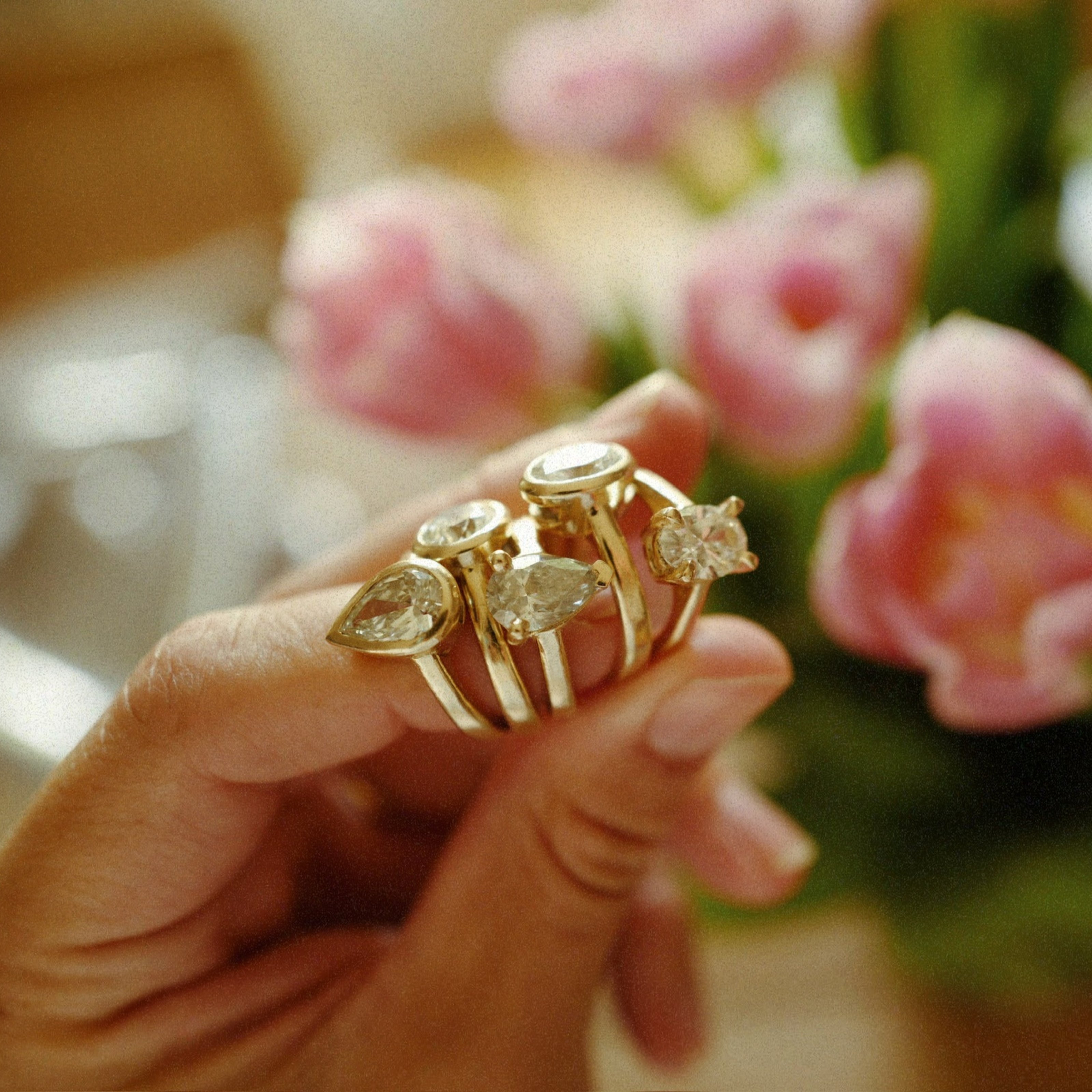'The Muse' 9ct Gold Pear 2ct Lab Grown Diamond Bezel Engagement Ring