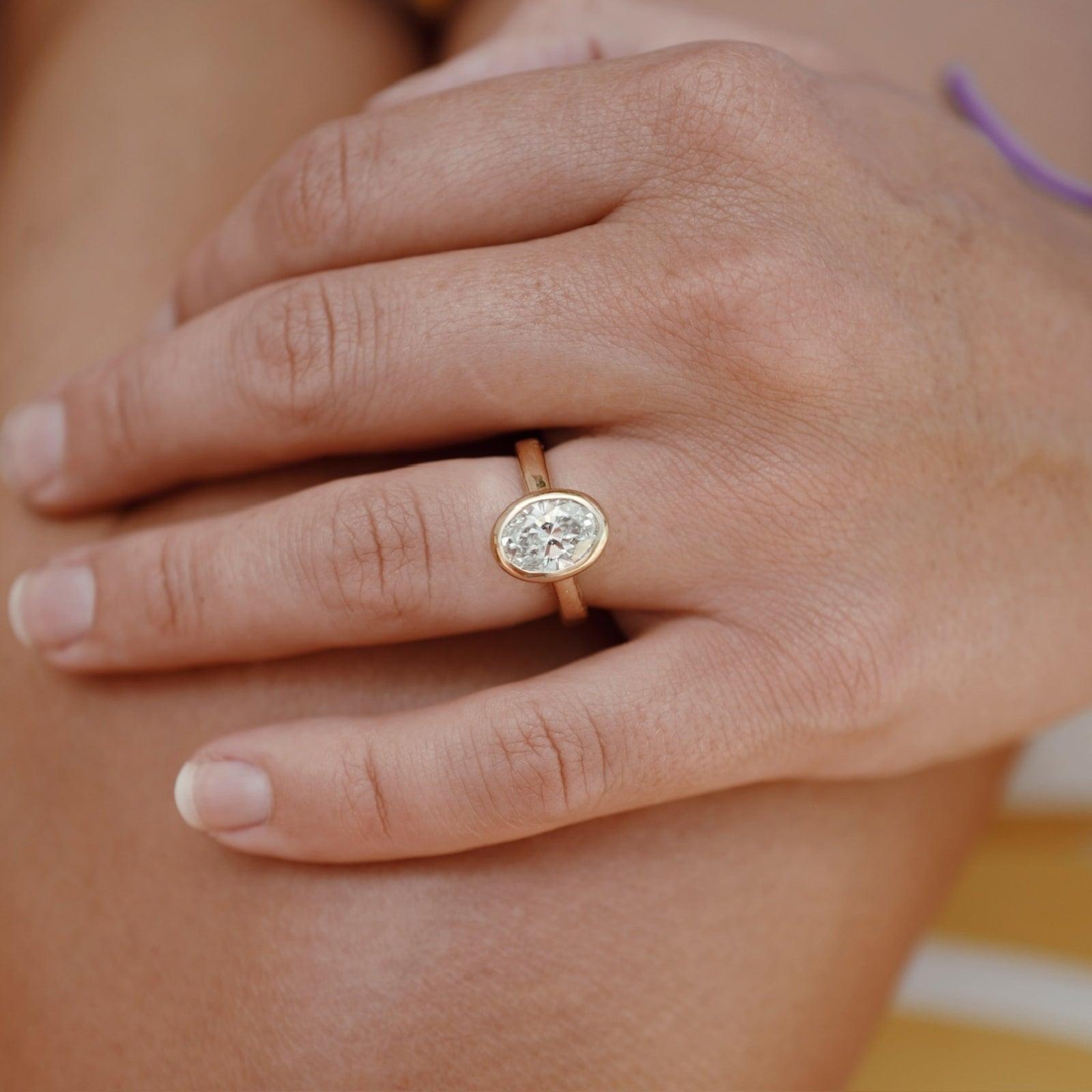 'The Story' 9ct Gold Oval 2ct Lab Grown Diamond Bezel Engagement Ring