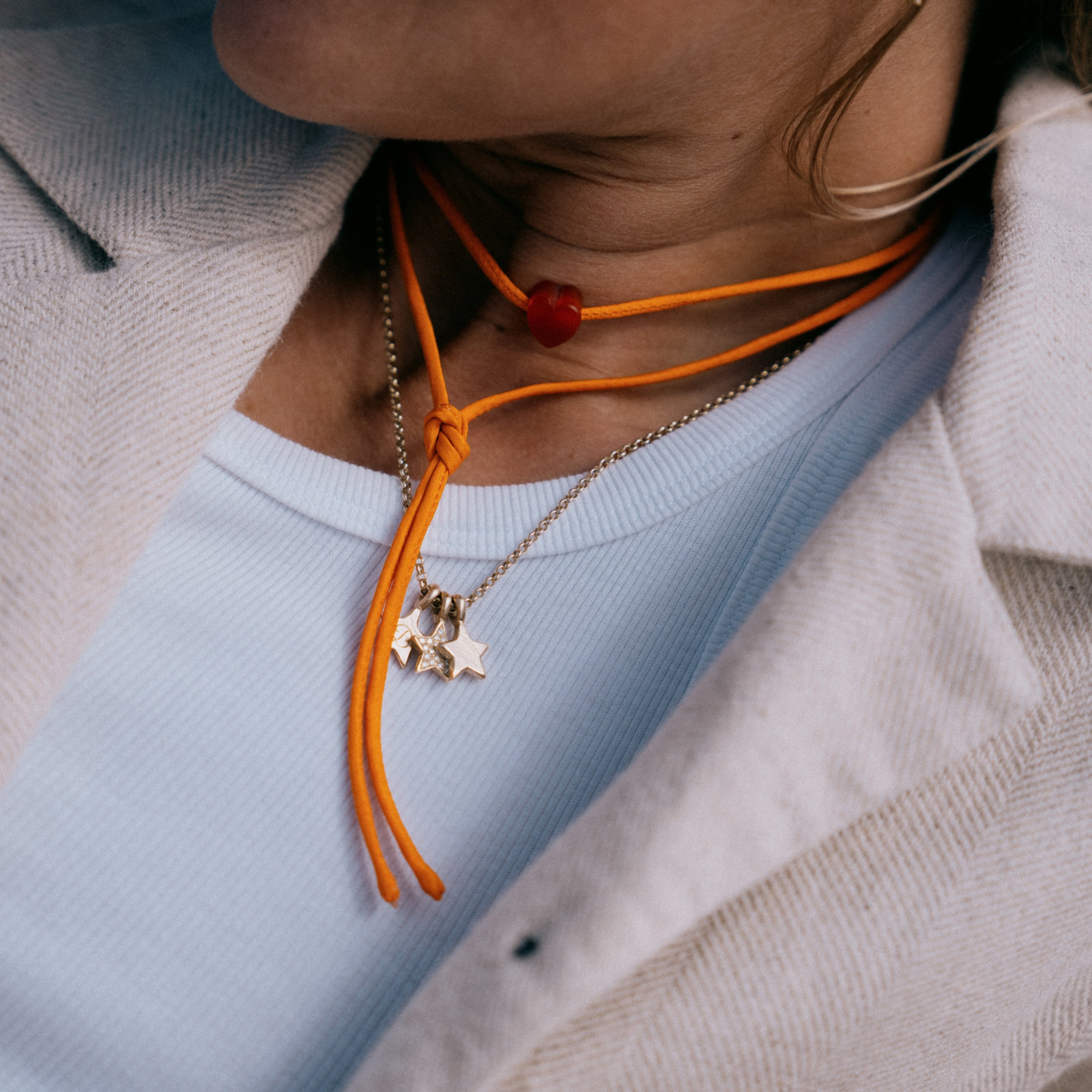Gold Pavé Diamond Trio Guiding Star Necklace