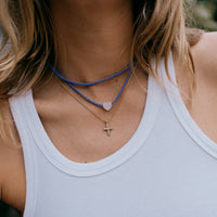 Gold Pavé Diamond Mini Cross Necklace