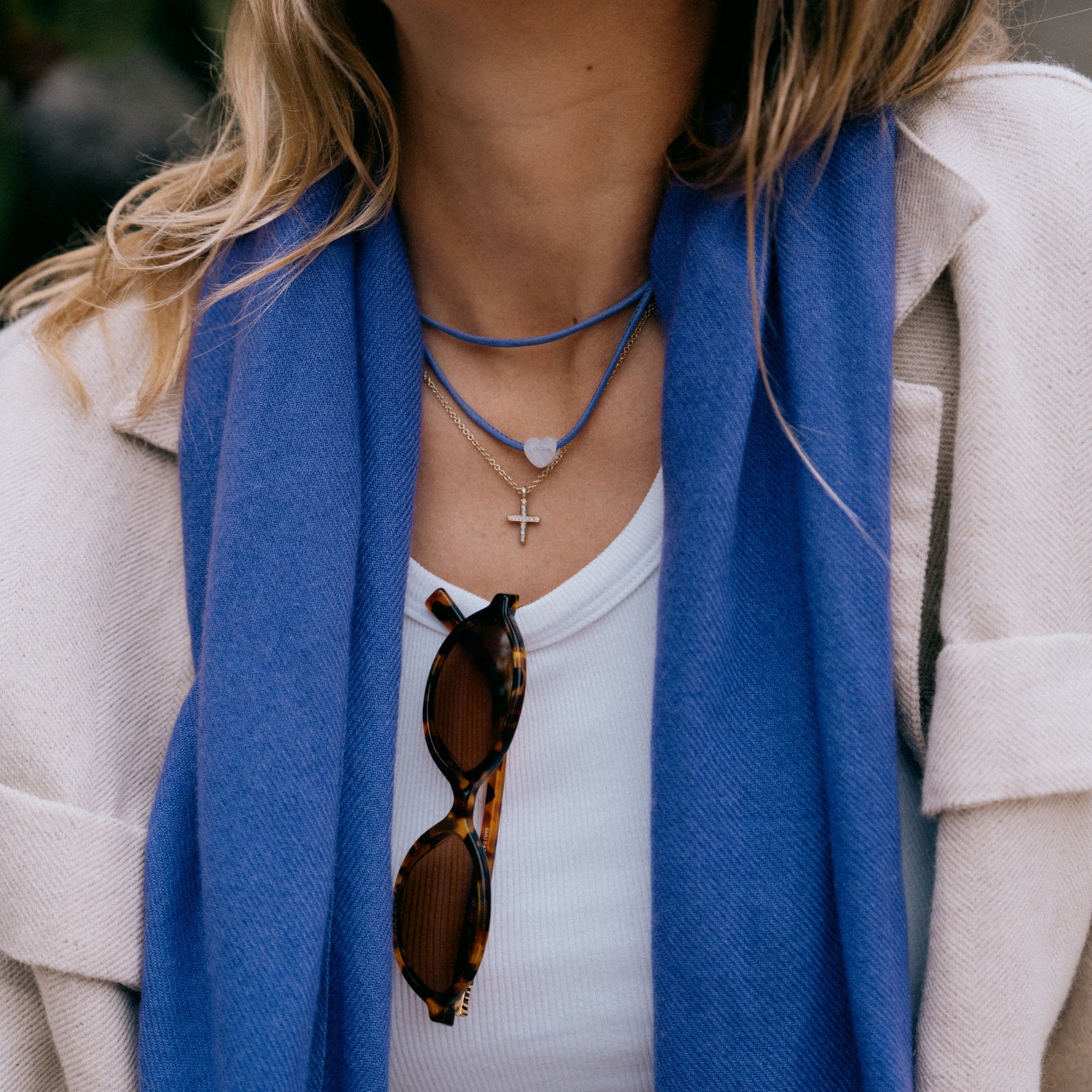 Gold Pavé Diamond Mini Cross Necklace