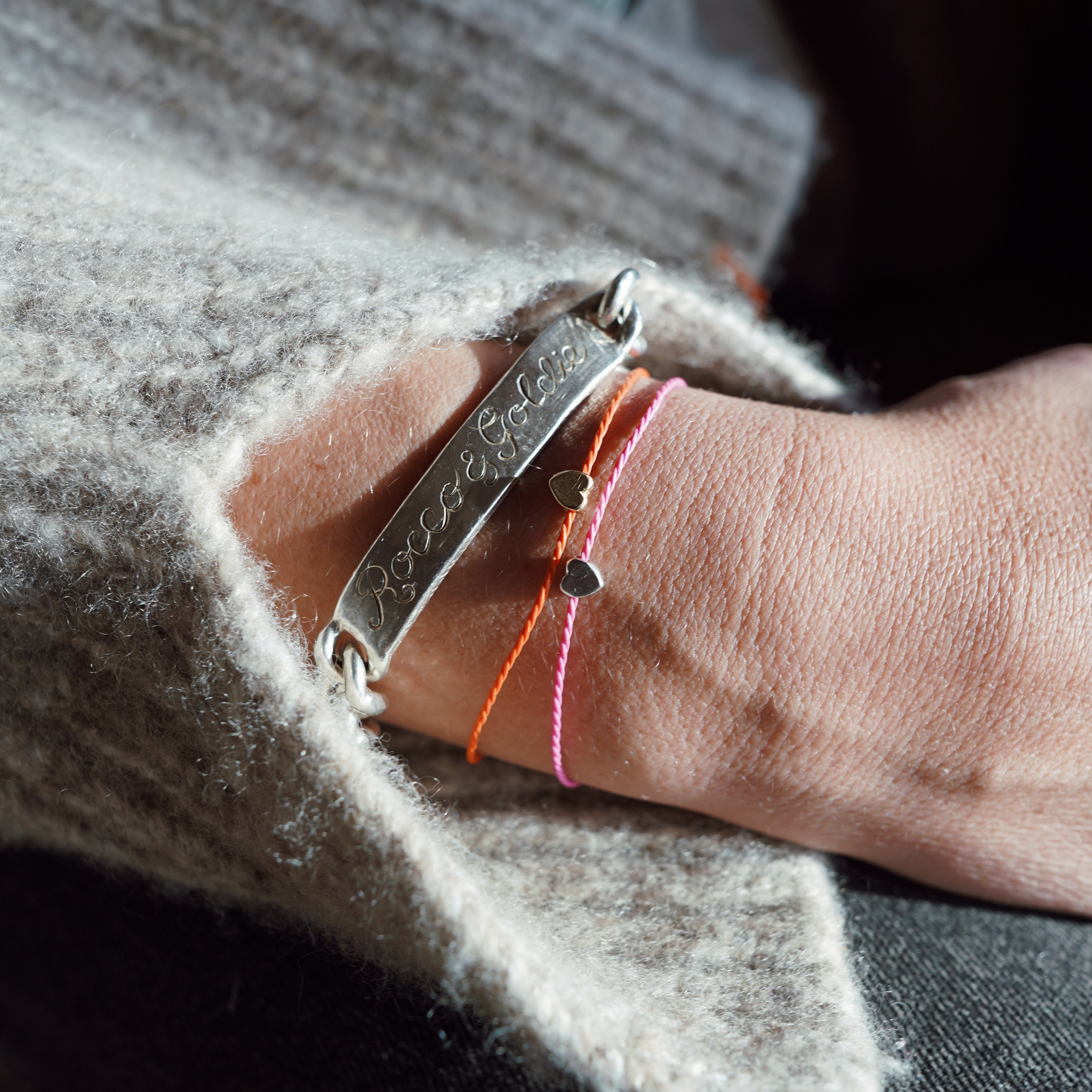 キャピタル　Denim&recycle button Bracelet！　美品 Silver Extra Large ID Bracelet – Daniella Draper