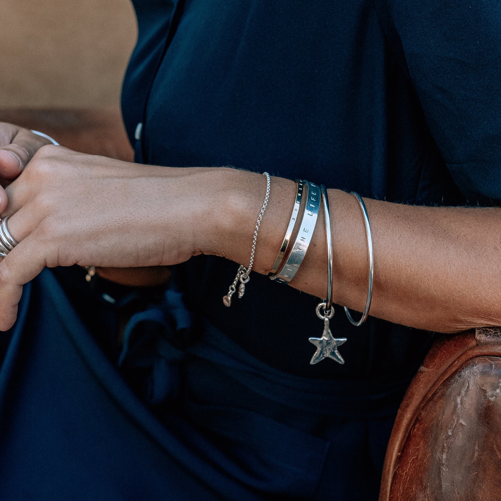 Silver Maxi Star Bangle