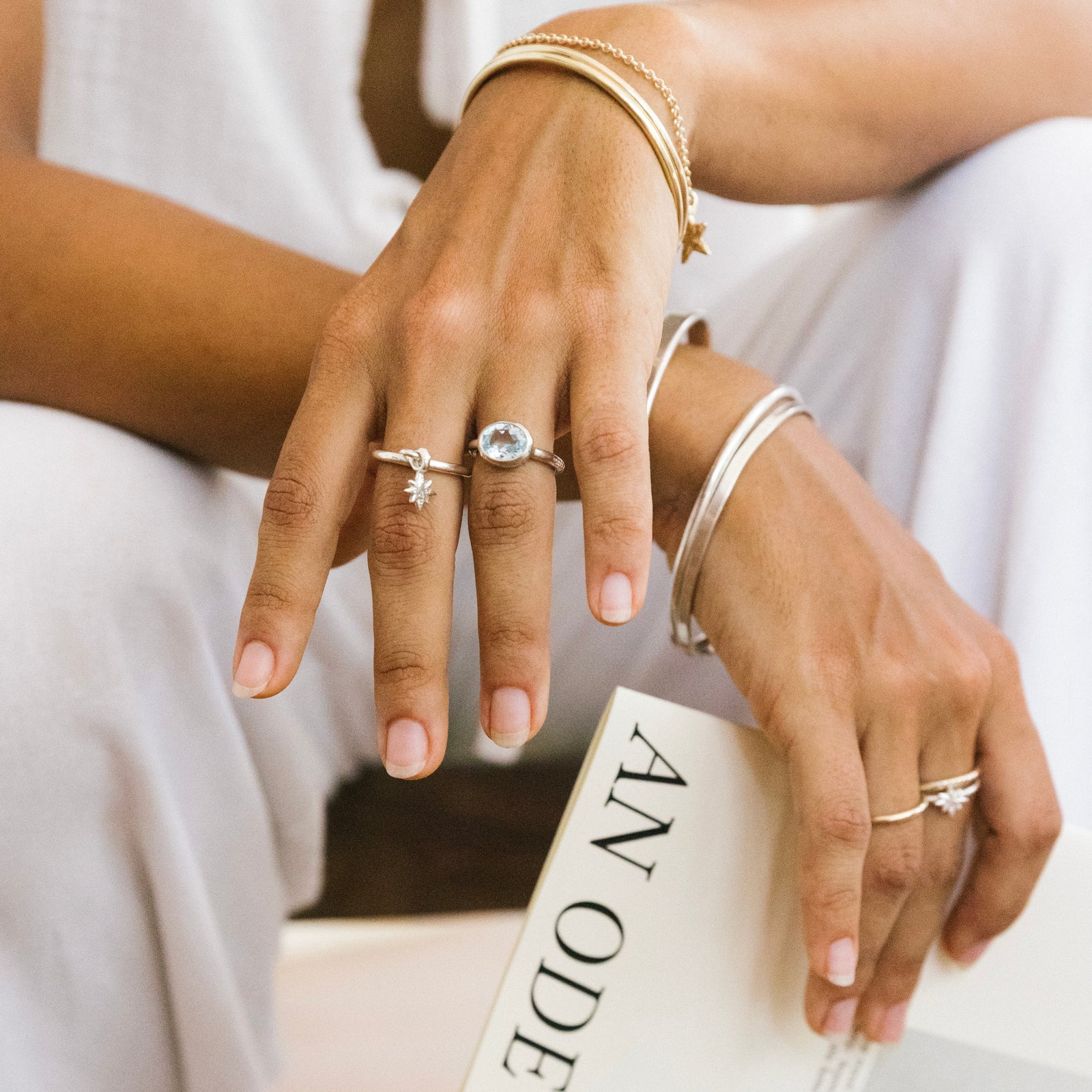 Silver Baby North Star Falling Ring