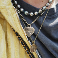 Gold Diamond Midnight Keeper's Heart Trace Chain Necklace