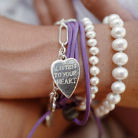 Silver 'Listen To Your Heart' Heart Token Bracelet