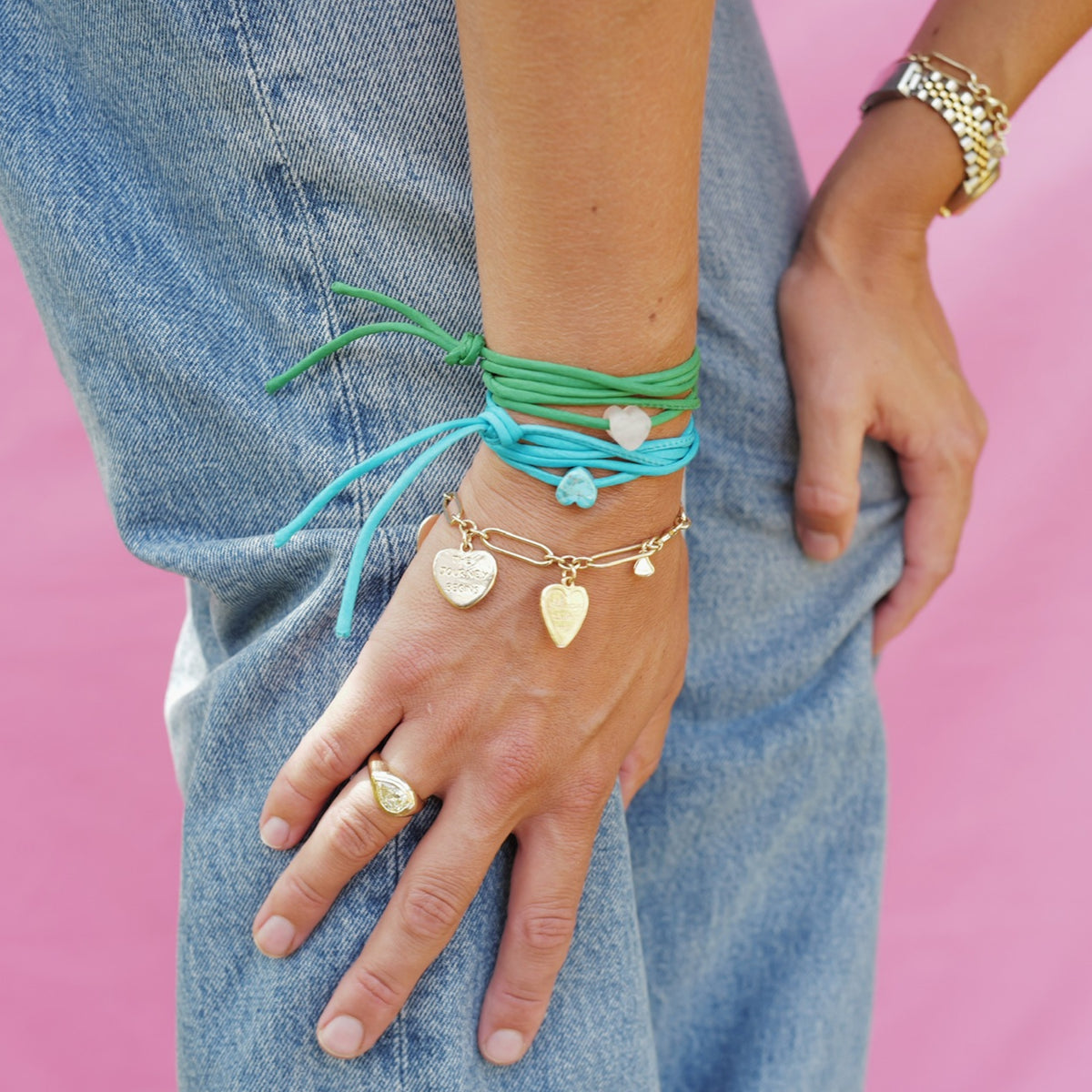 Gold Heart Token Bracelet