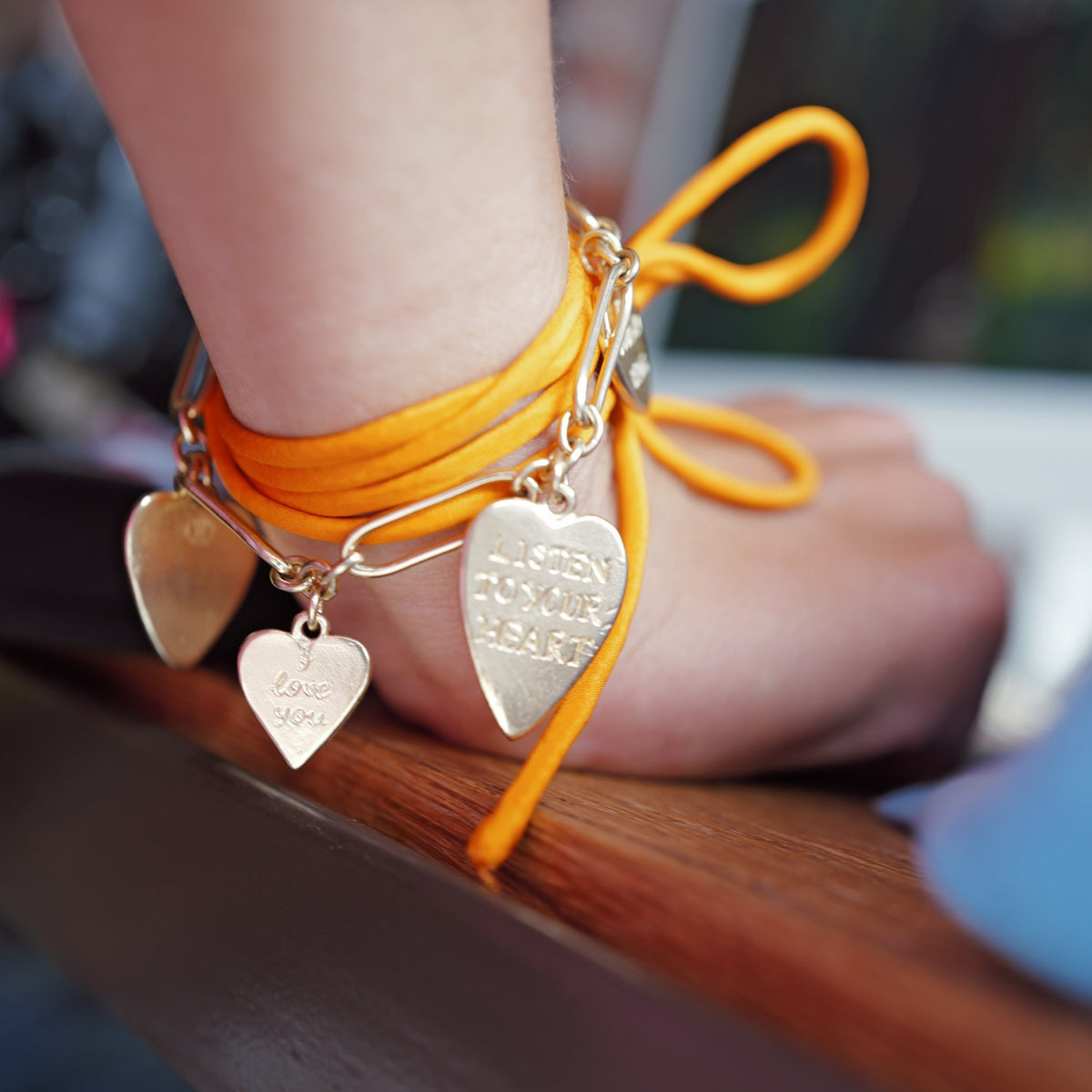 Gold Heart Token Bracelet