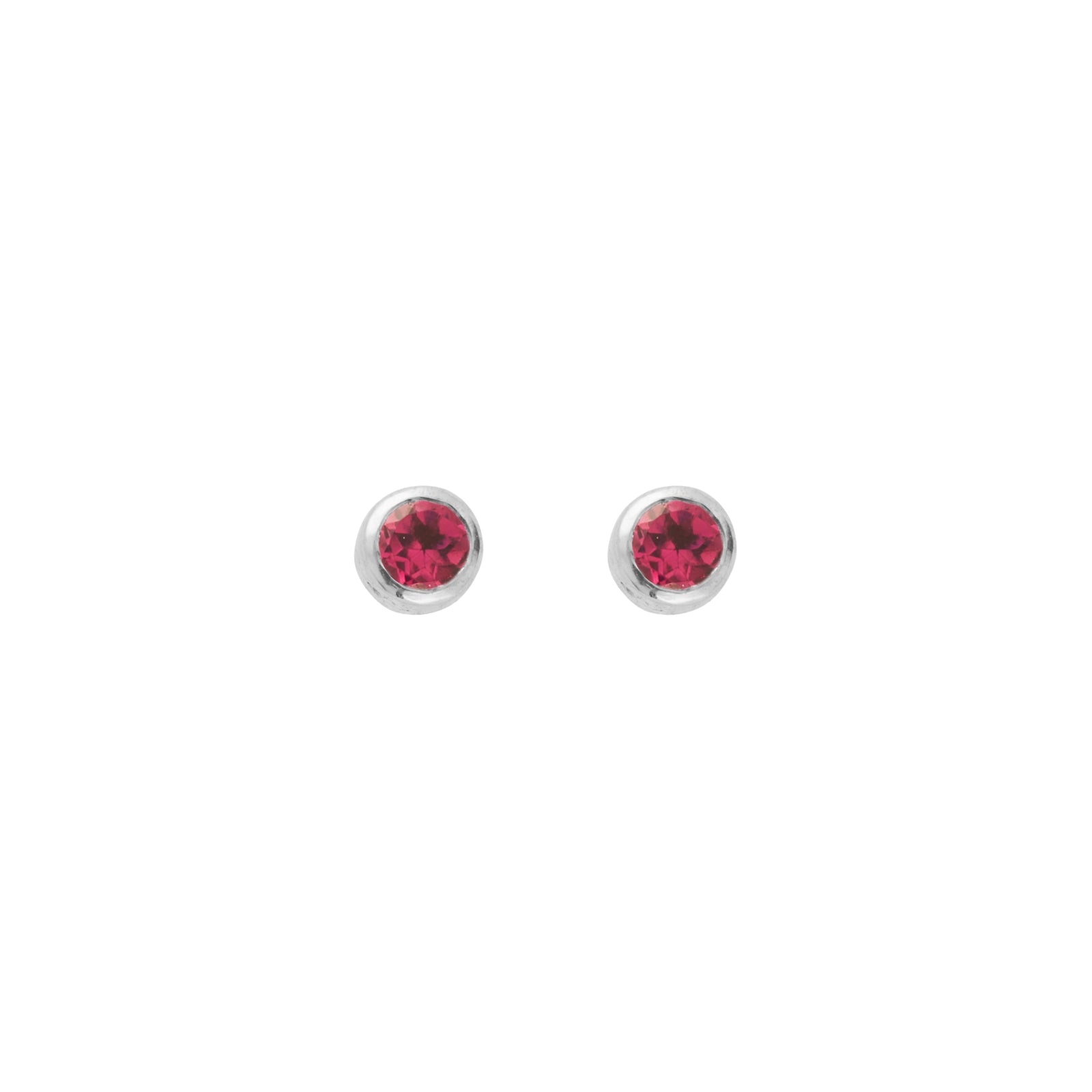 Silver Pink Tourmaline 'Healing' Stud Earring