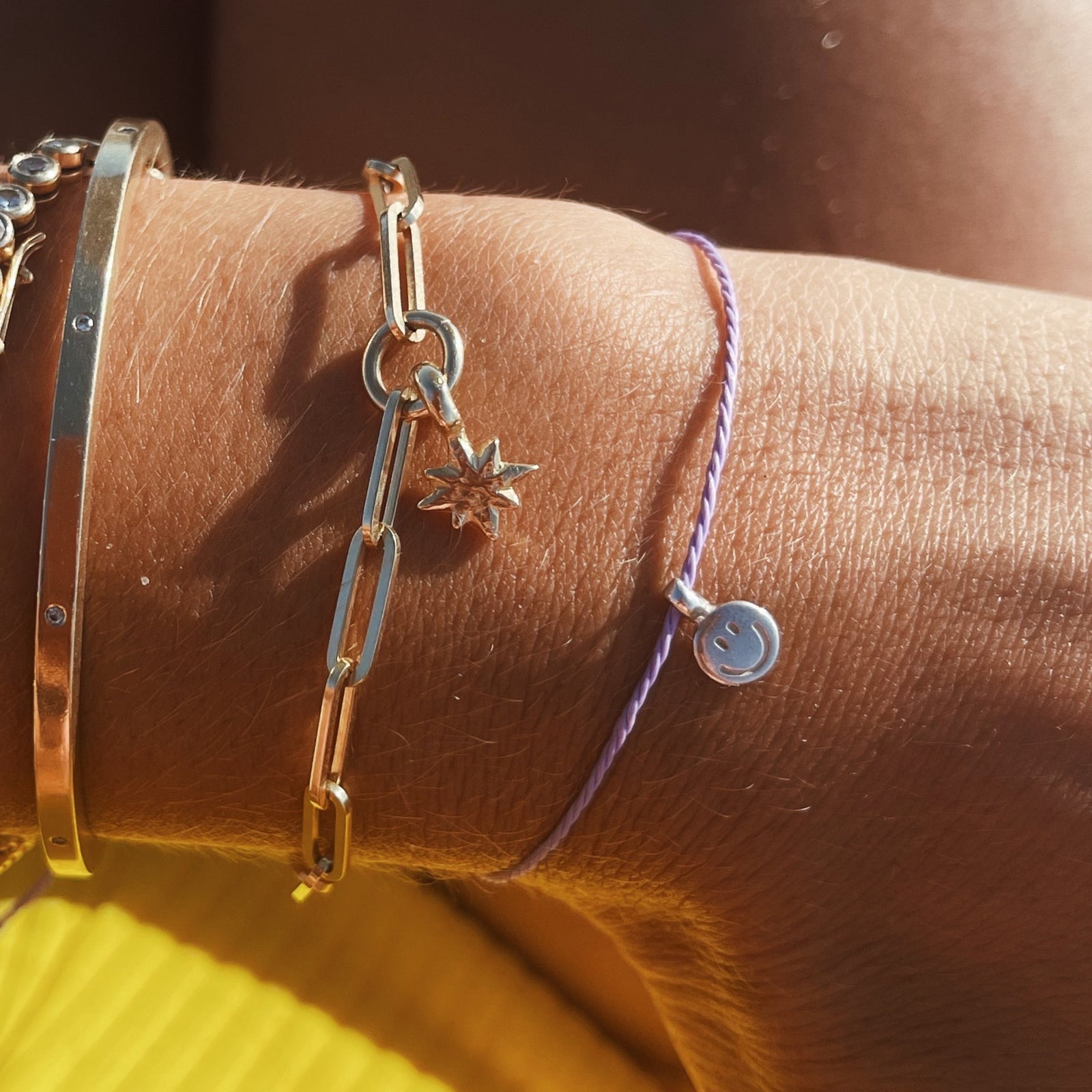 Silver Smiley Face Cord Bracelet