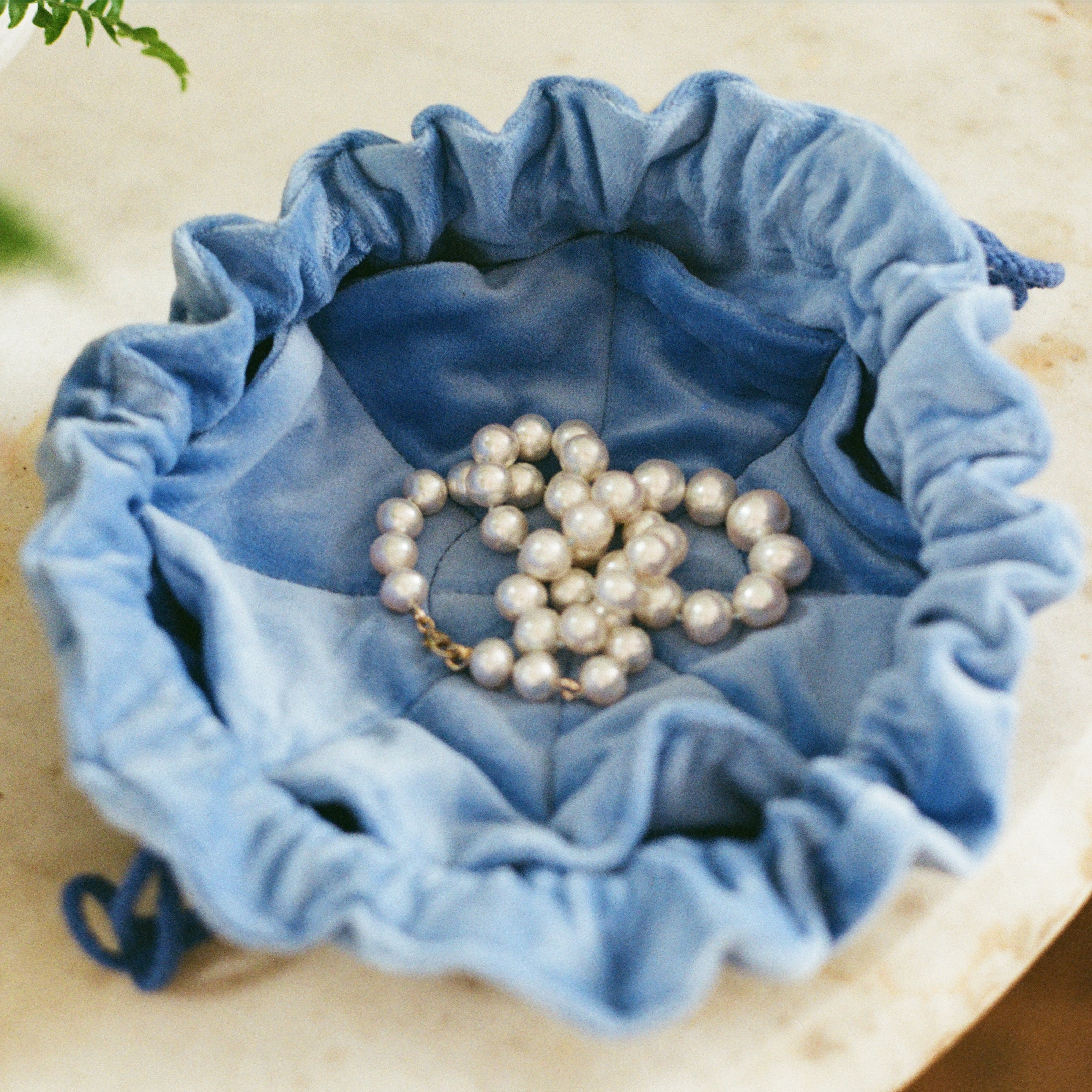 Cobalt Velvet Jewellery Pouch