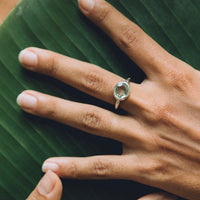 Silver Green Quartz Baby Treasure Ring
