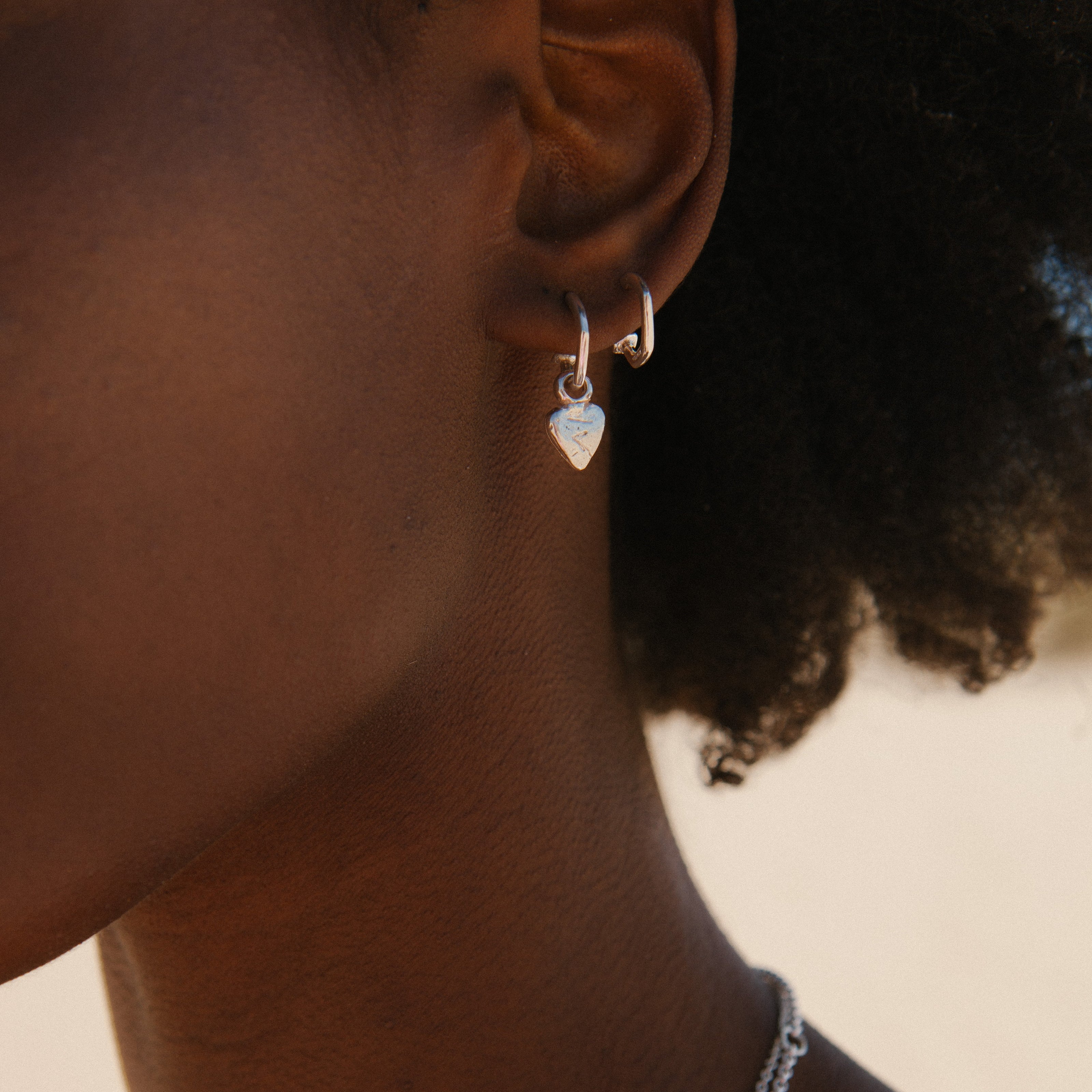 Silver Tiny Cupid Hoop Earrings