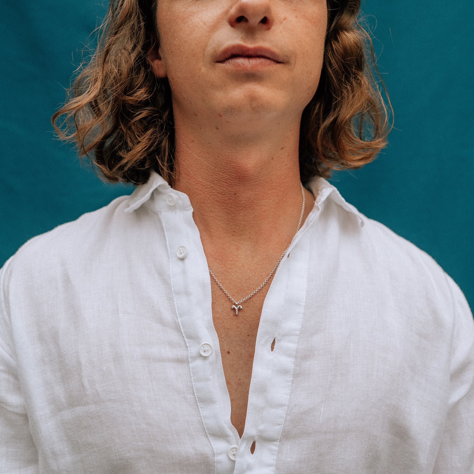 Silver Aries Men's Horoscope Necklace