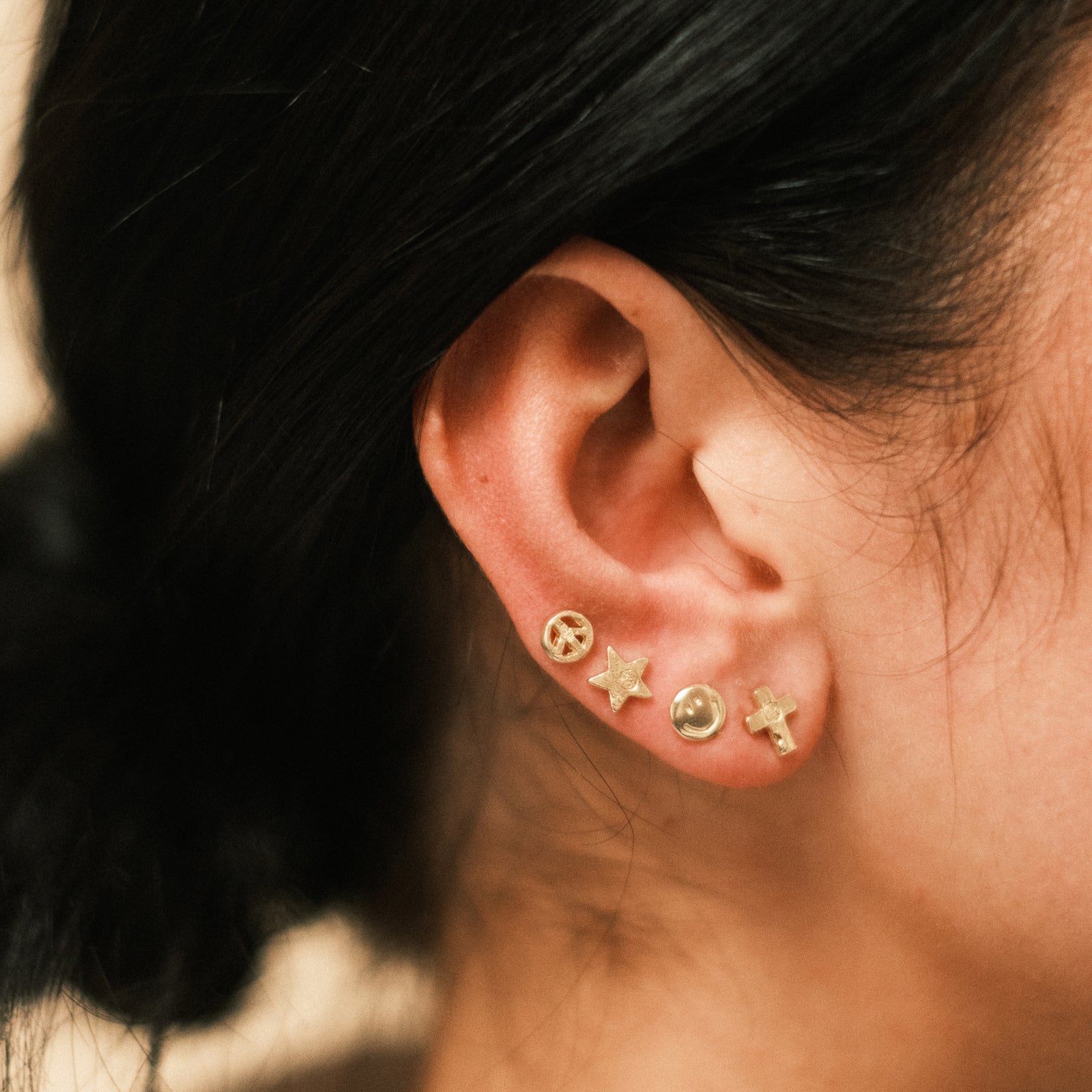 Gold Little Cross Single Ear Charm
