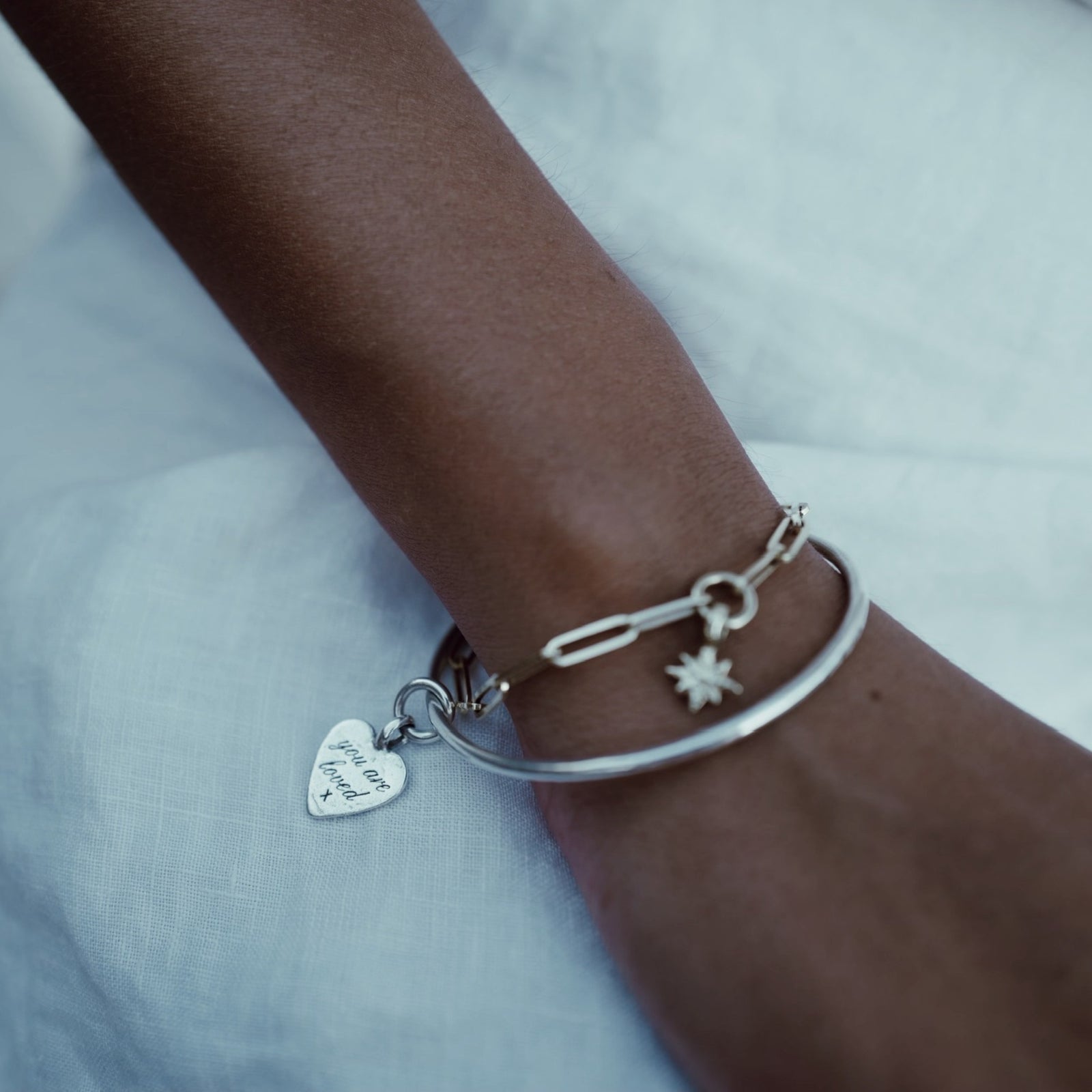 Silver Medium You Are Loved Bangle