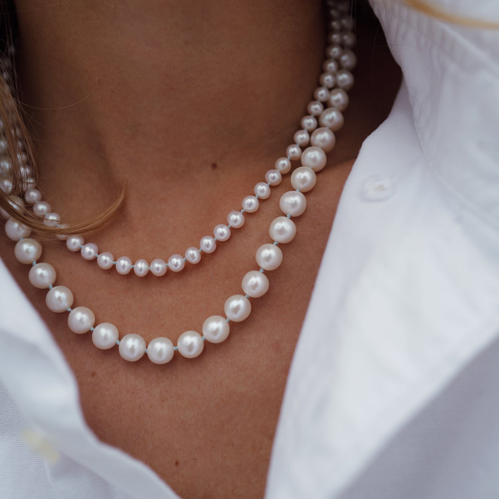 Silver Mini White Holiday Pearl Necklace