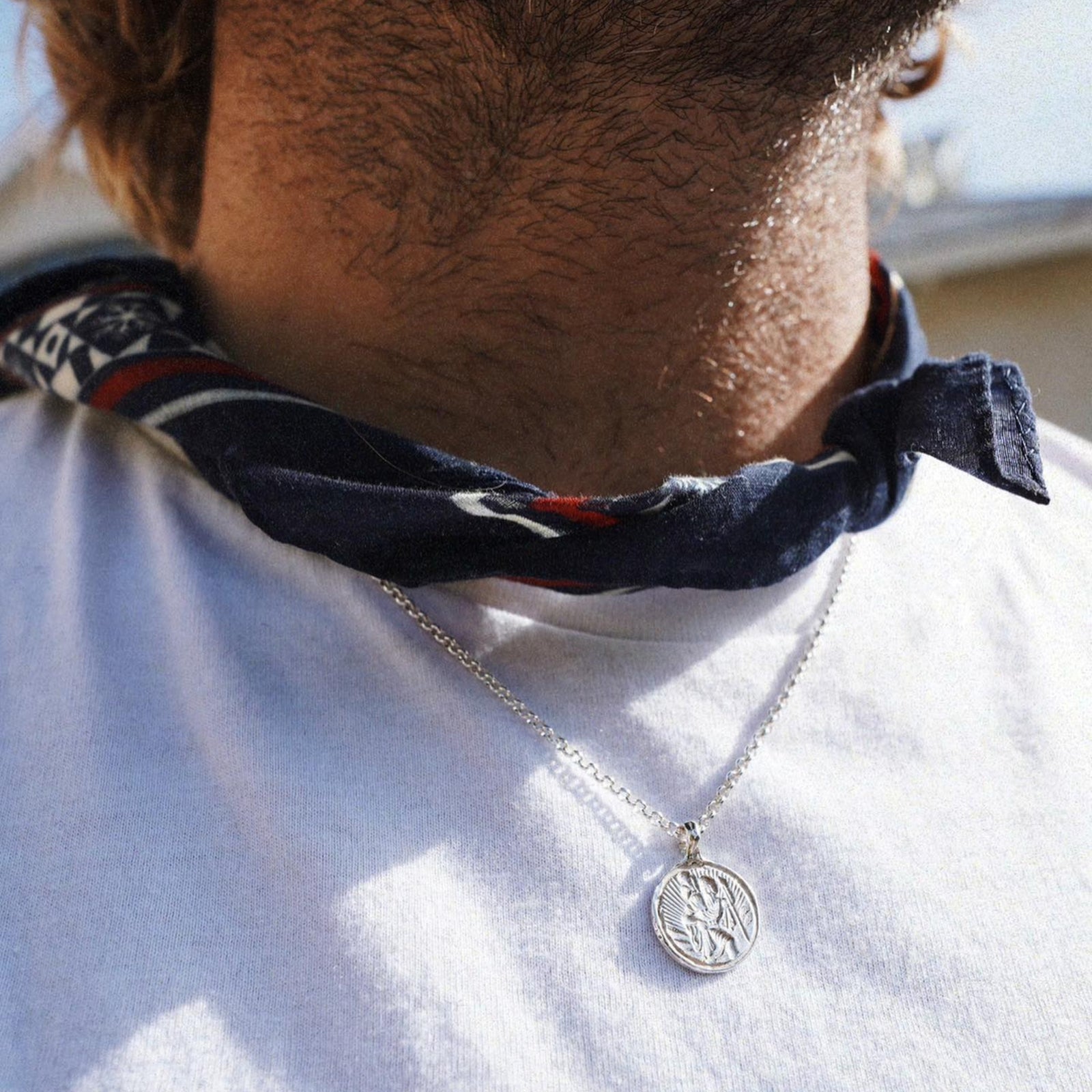 Silver Medium St Christopher Necklace