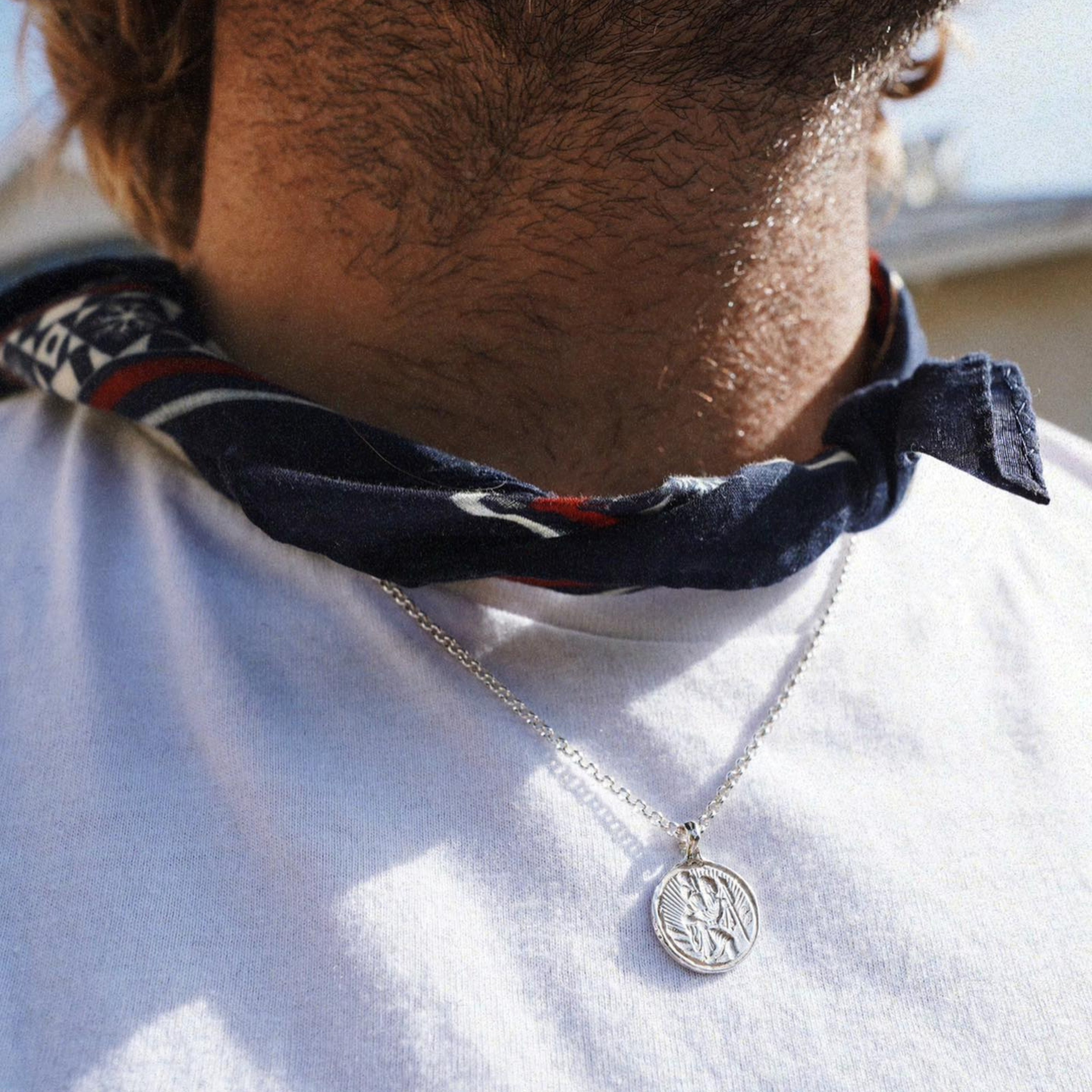 Silver Medium St Christopher Necklace