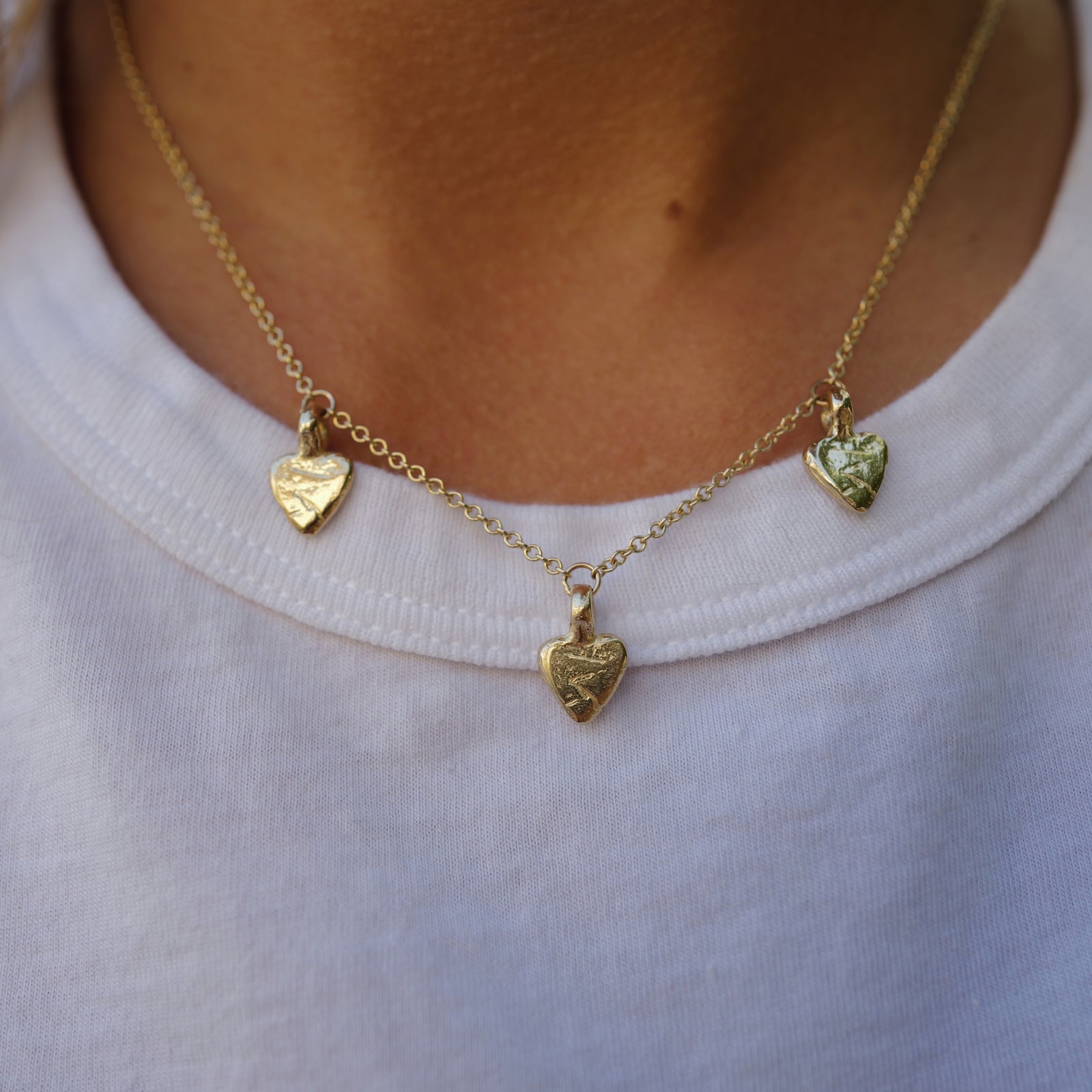 Gold Trio Baby Heart Necklace
