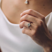 'The Story' Silver Oval 1ct Natural Diamond Bezel Engagement Ring