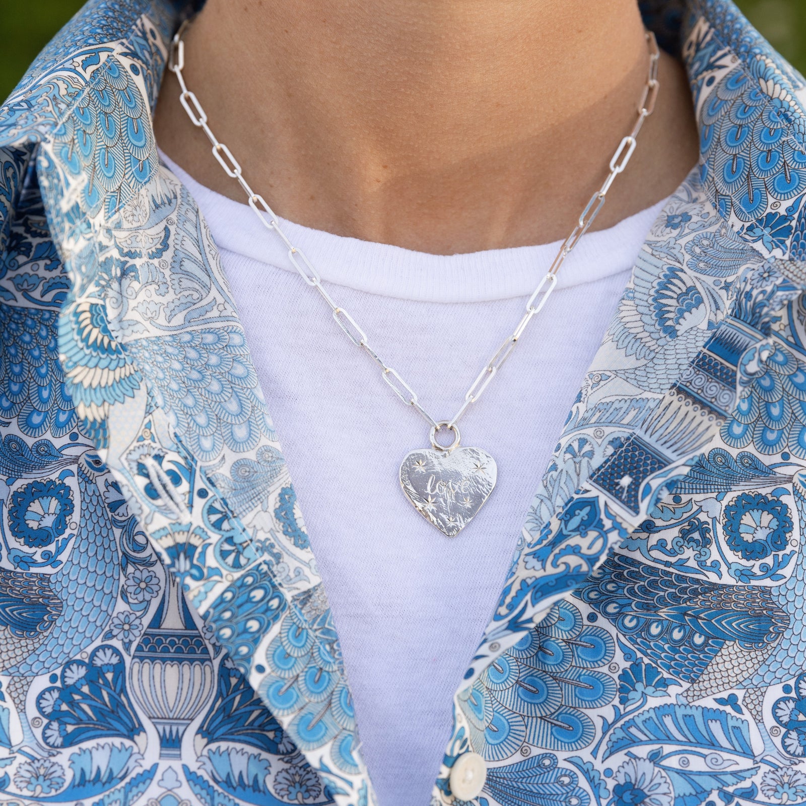 Silver Keeper's Heart Trace Chain Necklace