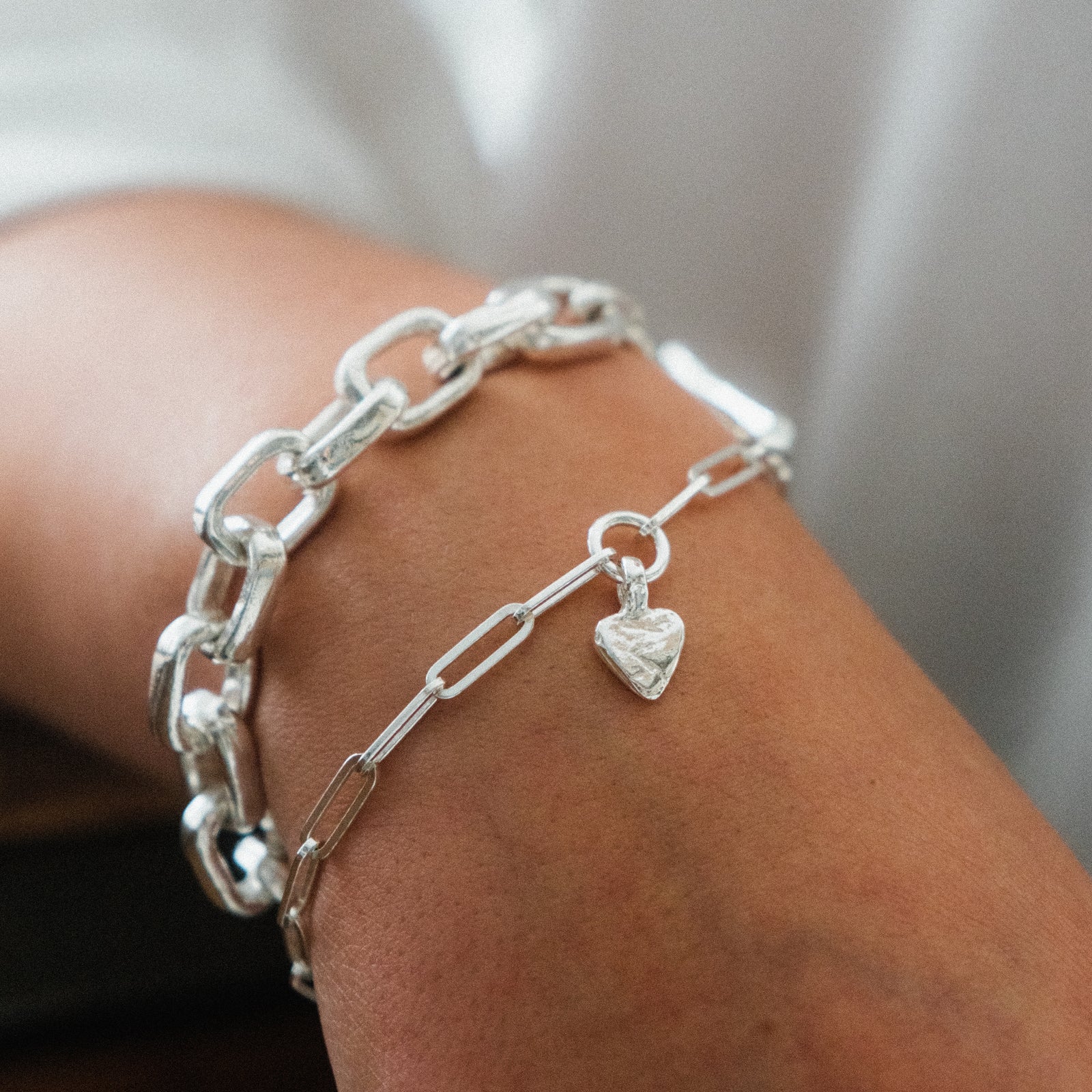 Silver Baby Heart Trace Chain Bracelet
