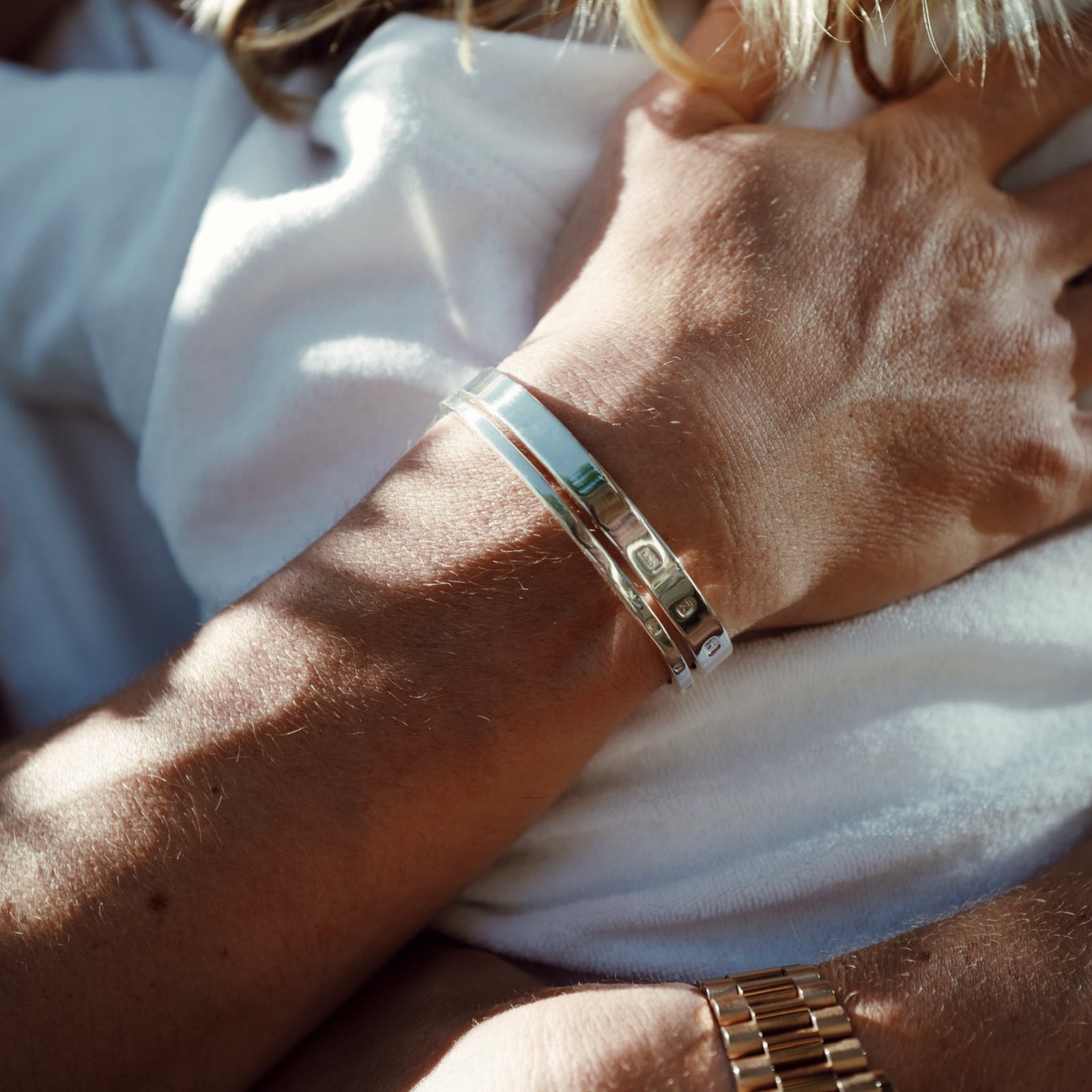 Men's Silver Feature Hallmark Bangle