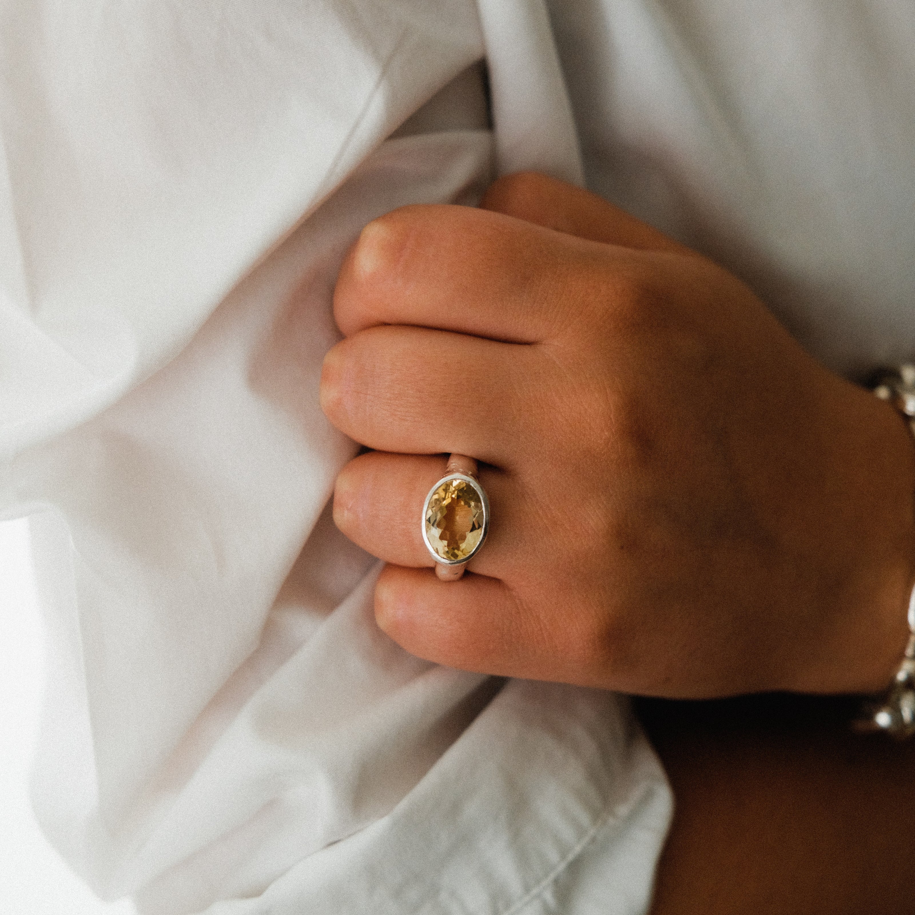 Silver Citrine Treasure Ring