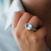 Silver Blue Topaz Treasure Ring