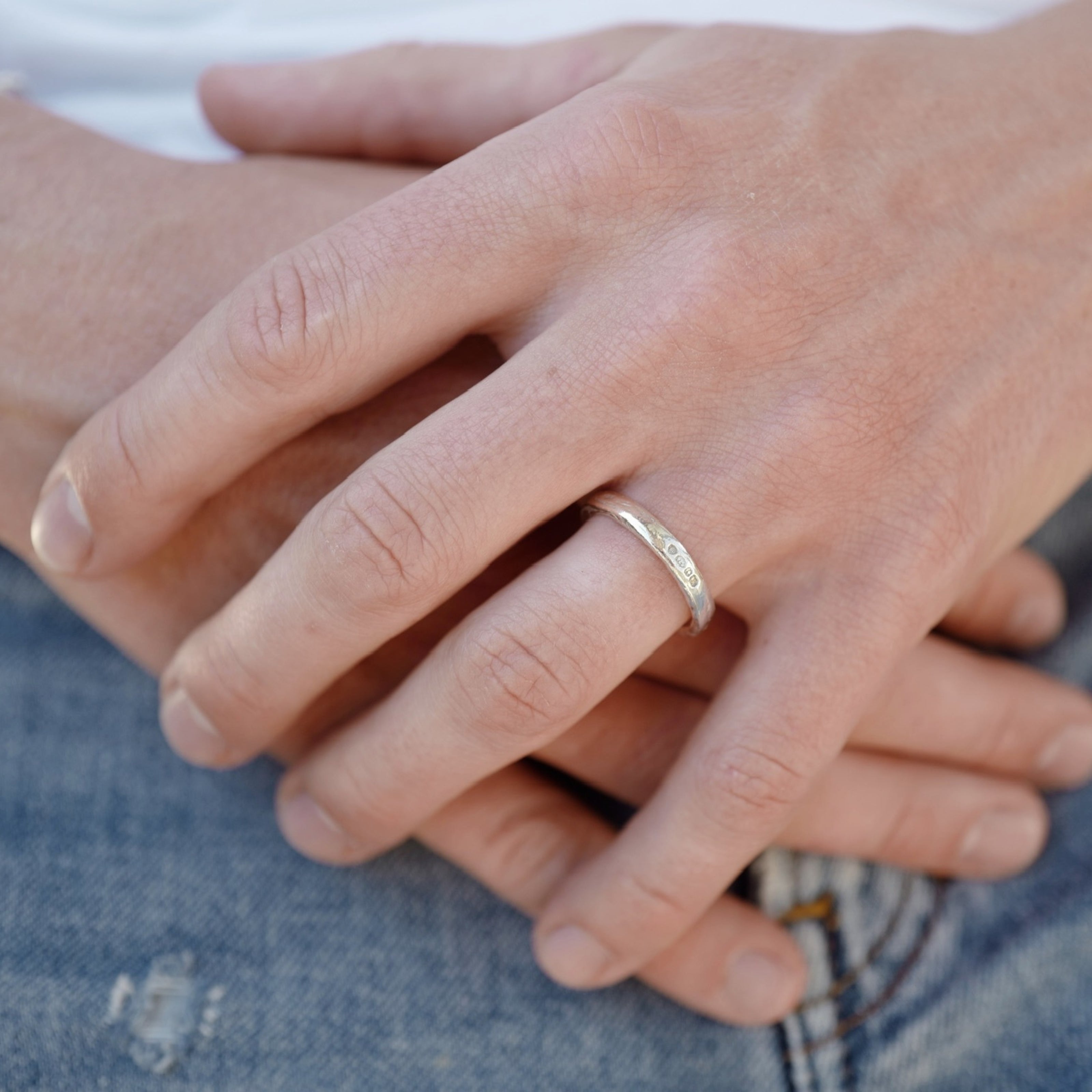 Men's 18ct White Gold Mini Posey Ring