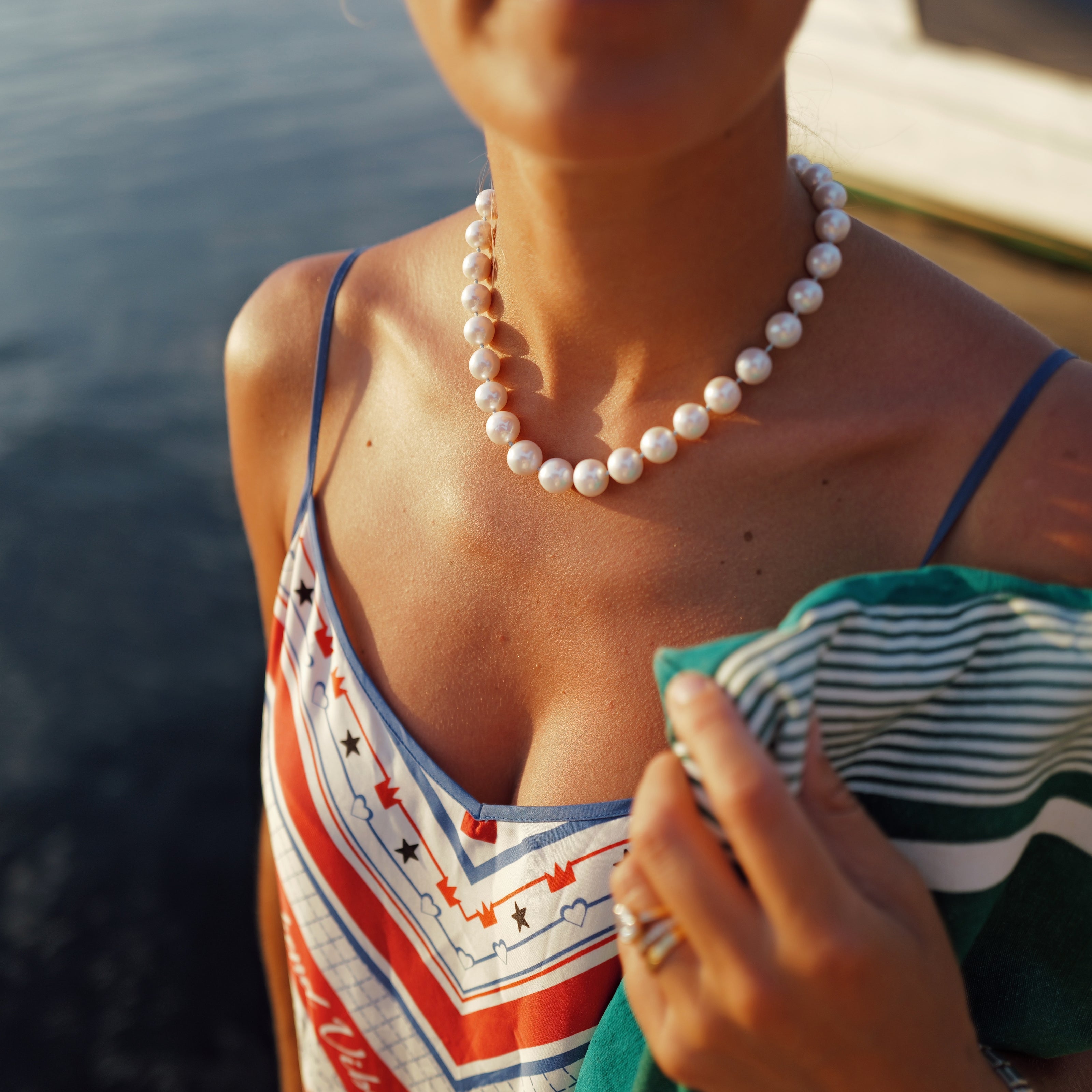 Gold Maxi White Holiday Pearl Necklace