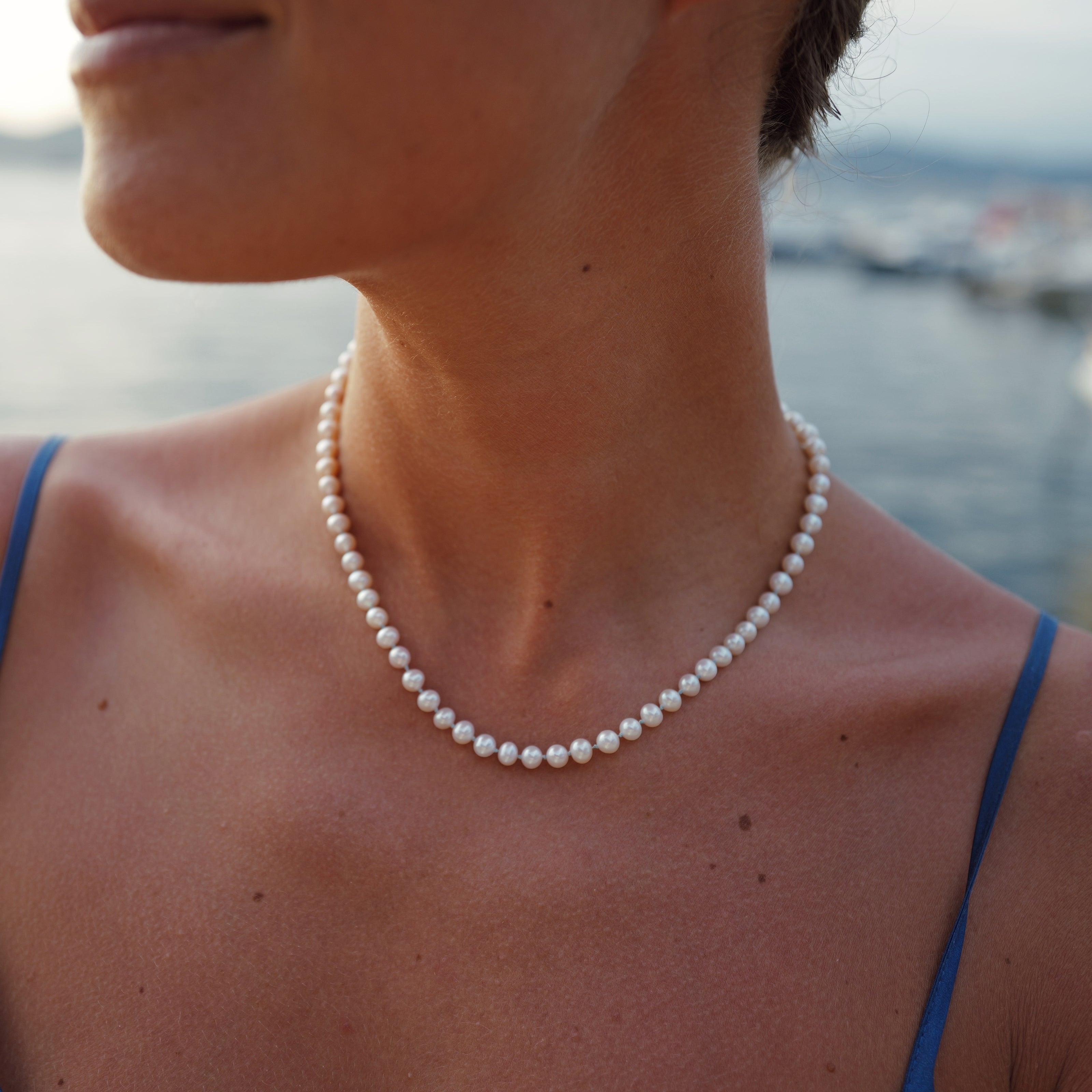 Silver Mini White Holiday Pearl Necklace
