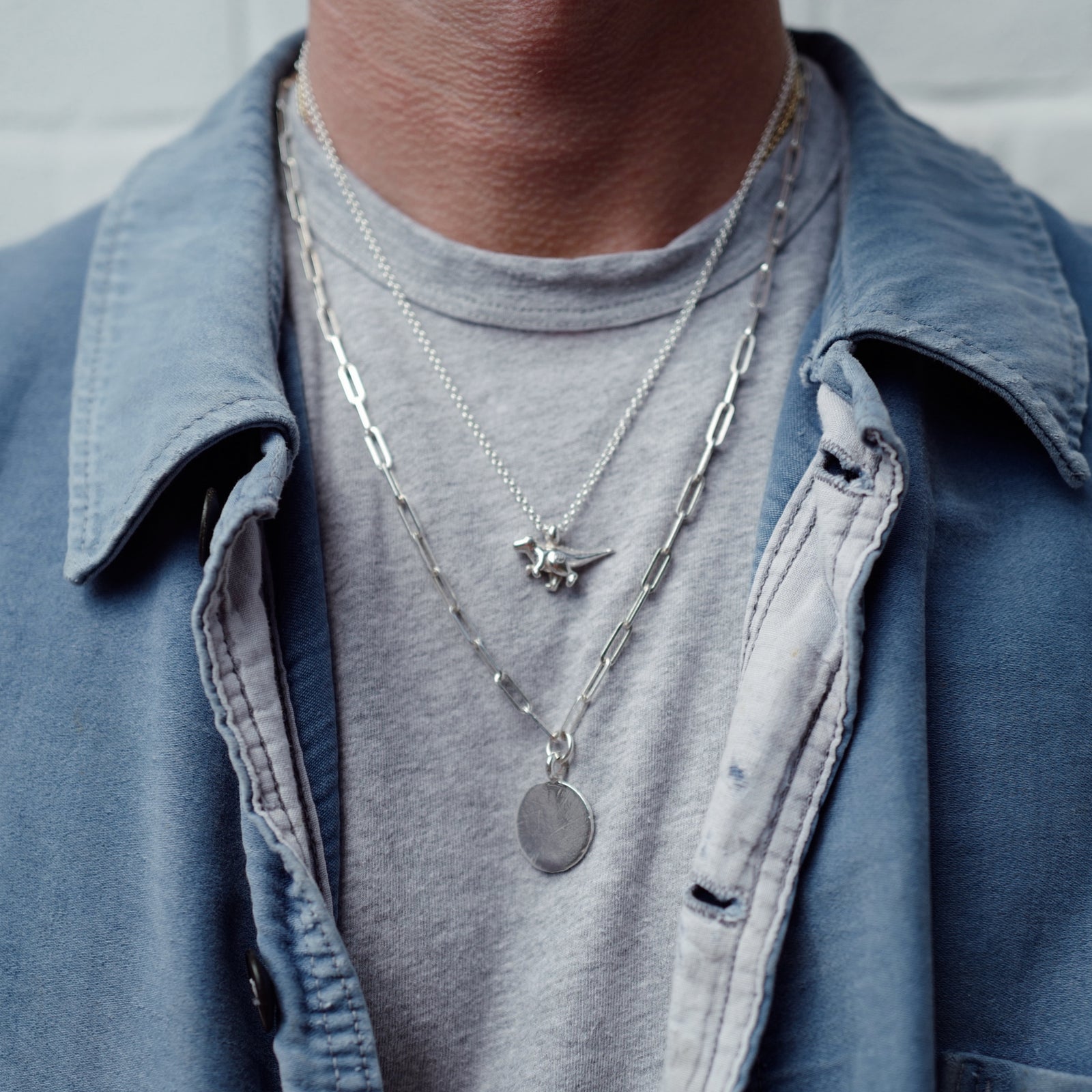 Silver Dinosaur Necklace