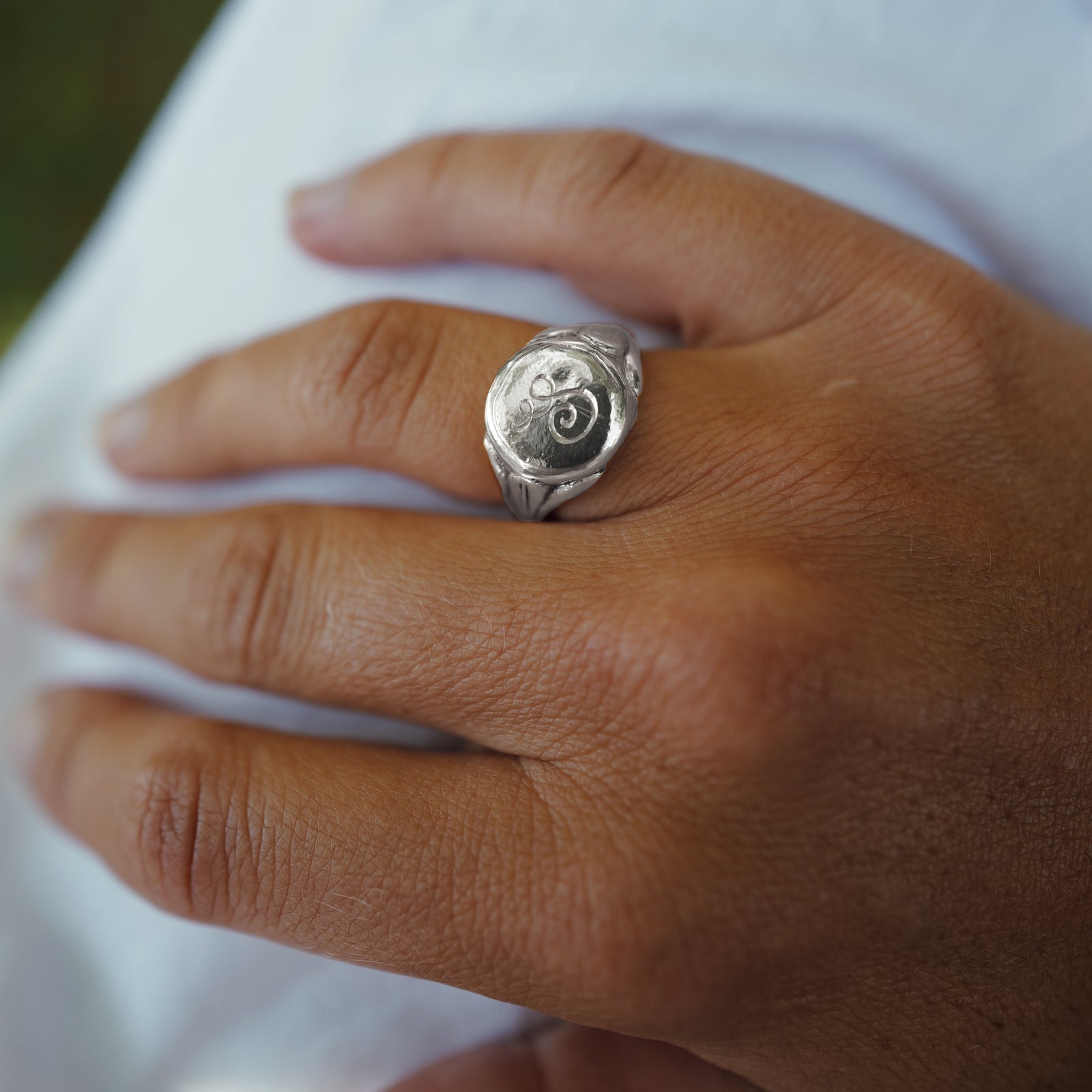 Silver Grandfather Signet Ring