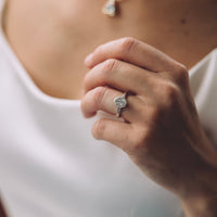 'The Story' Silver Oval 1ct Lab Grown Diamond Bezel Engagement Ring