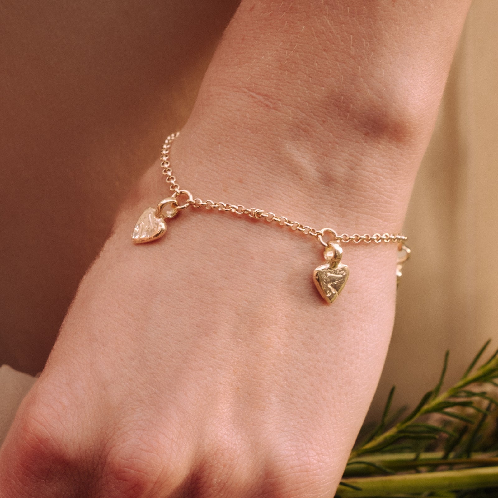Gold Trio Baby Heart Chain Bracelet