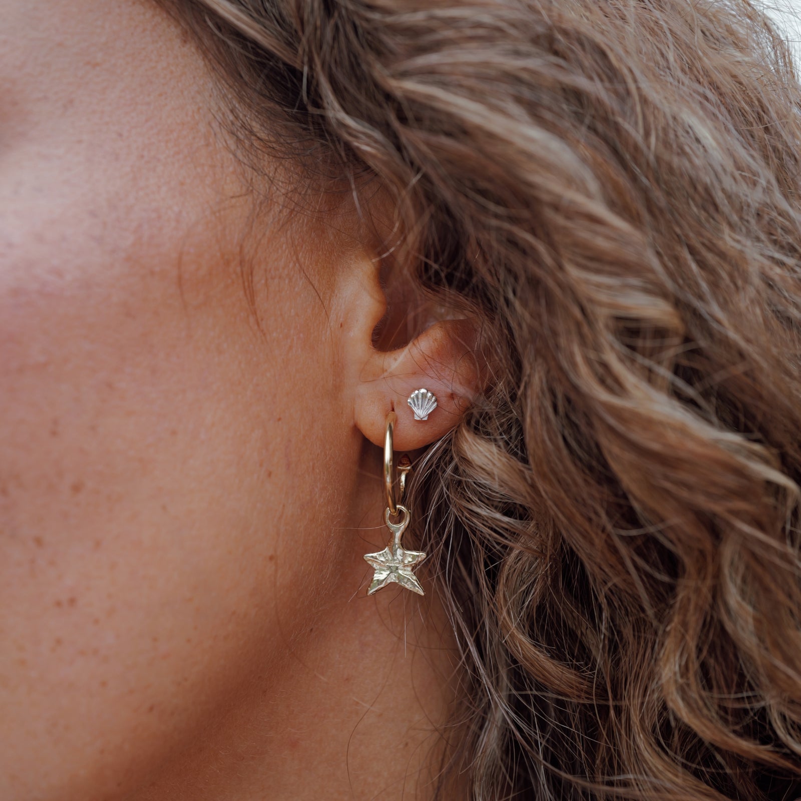 Silver Tiny Scallop Shell Ear Charm