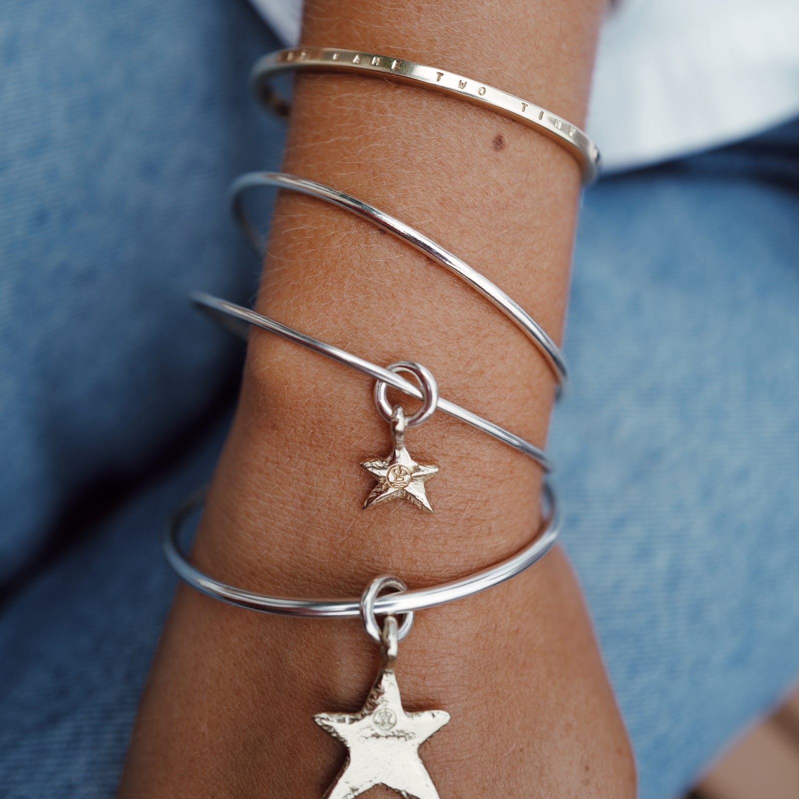 Silver & Gold Mini Star Bangle