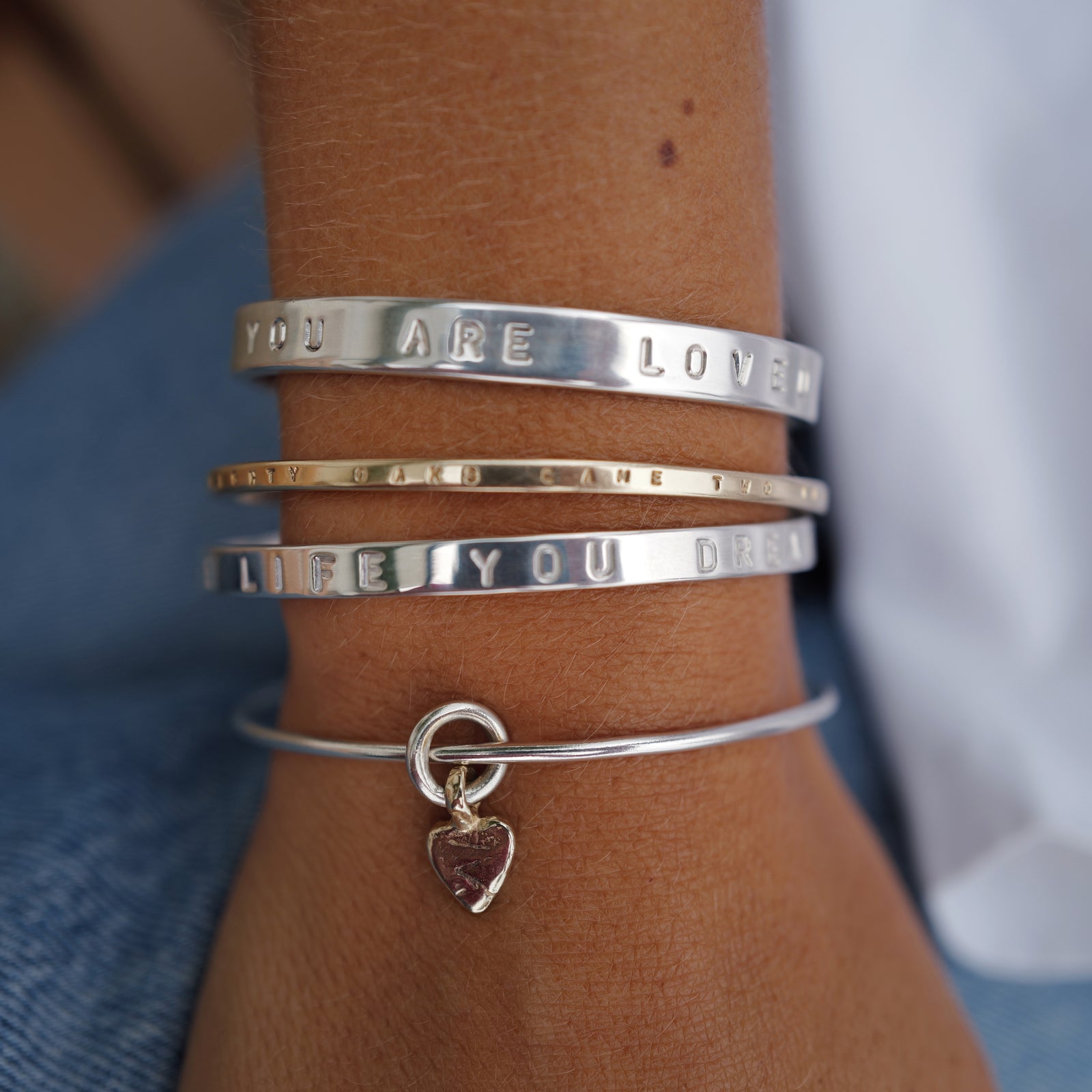 Silver 'You Are Loved' Luxury Signature Bangle