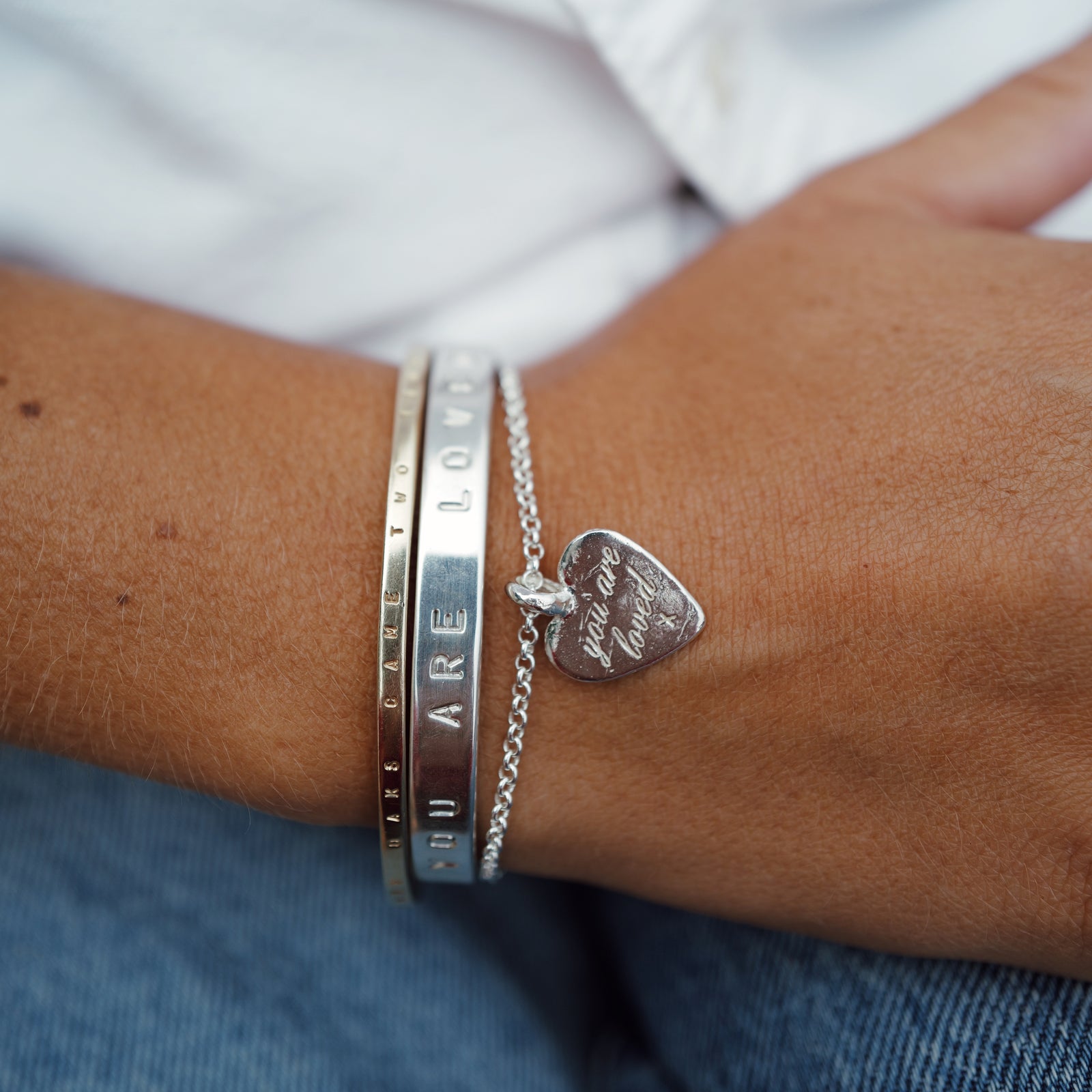 Silver Medium You Are Loved Chain Bracelet