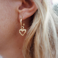 Gold Mini Open Heart Earring Charms
