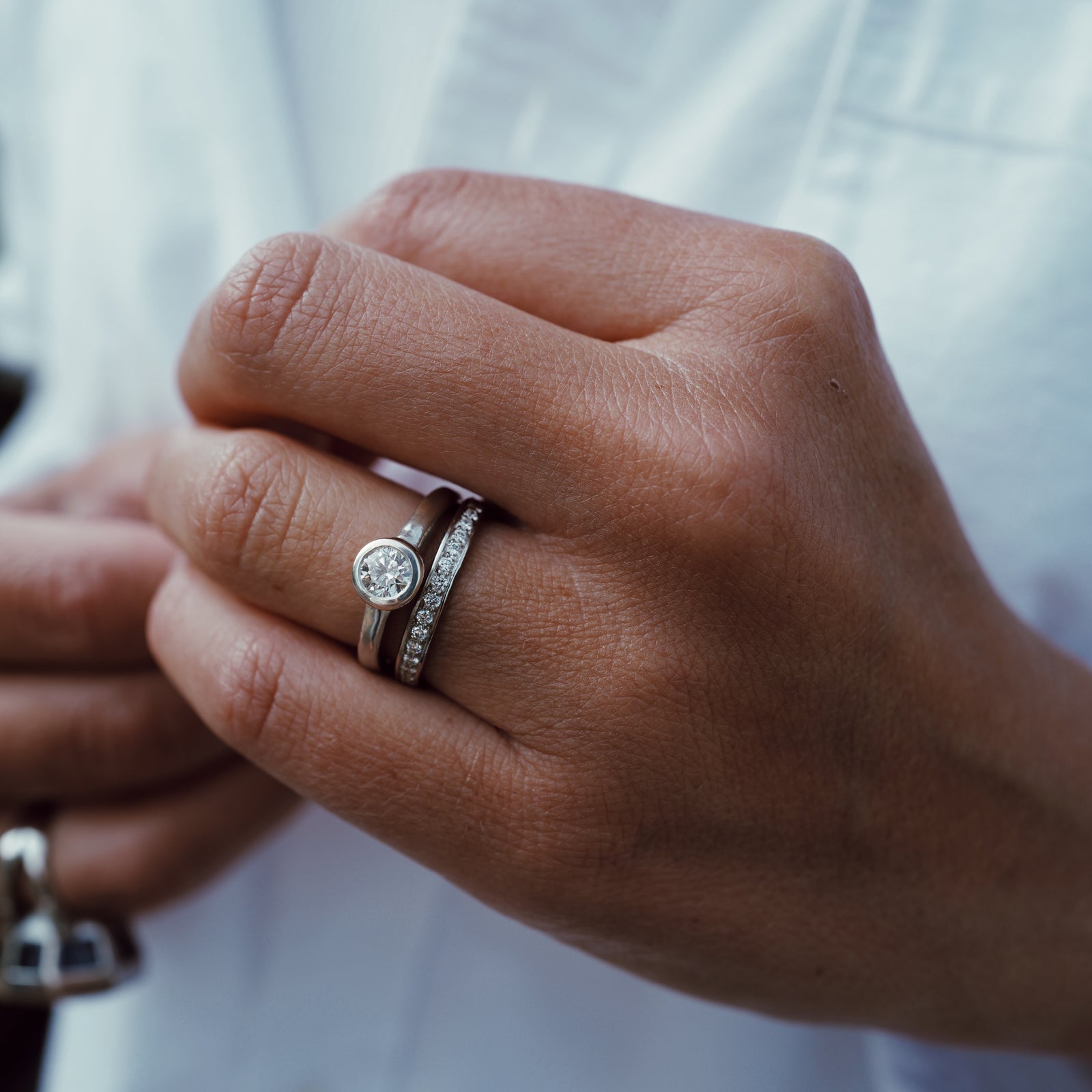'The Eternity' Silver Round 1ct Lab Grown Diamond Bezel Engagement Ring