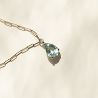 EZILI Gold Aquamarine Teardrop Necklace