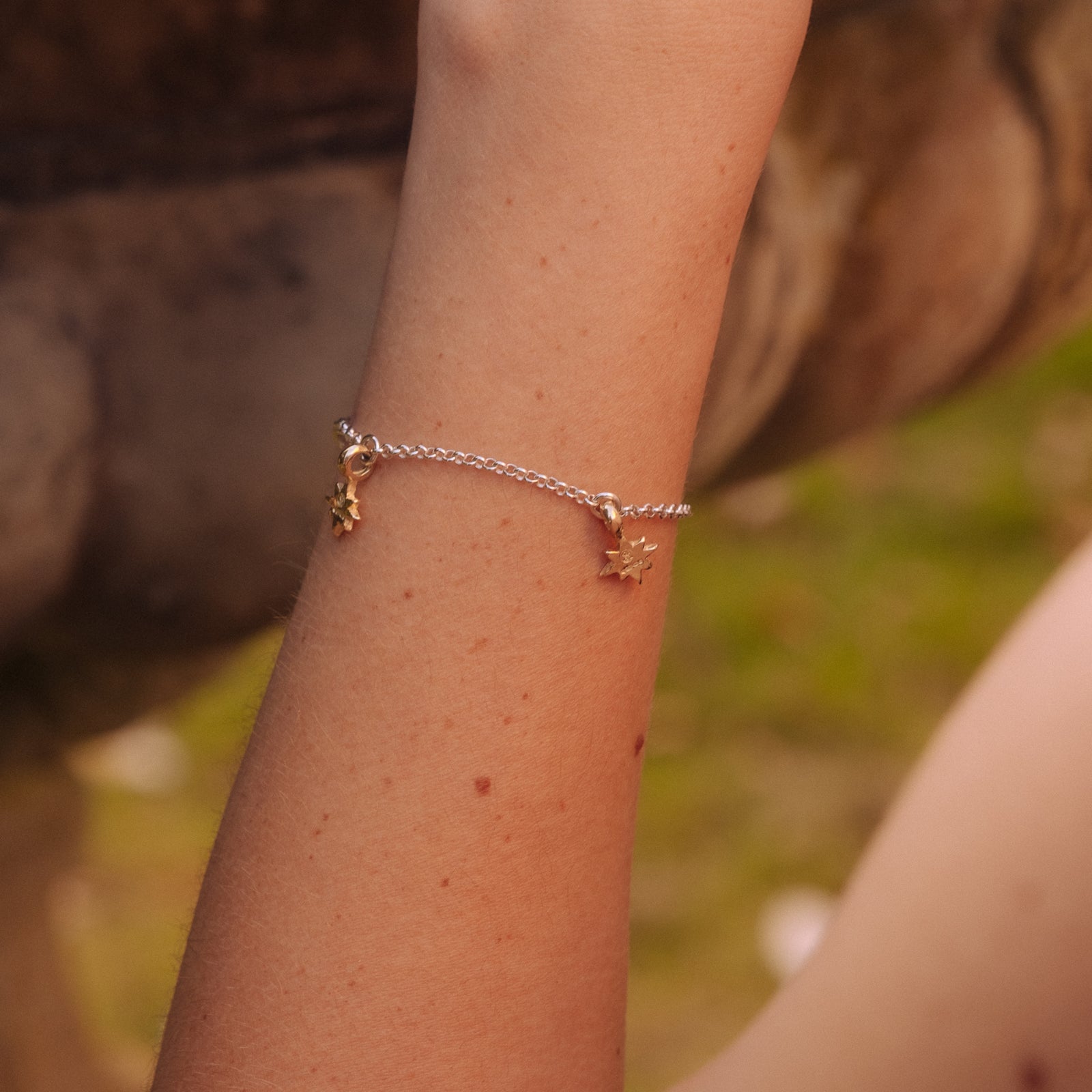 Silver & Gold Trio Baby North Star Chain Bracelet
