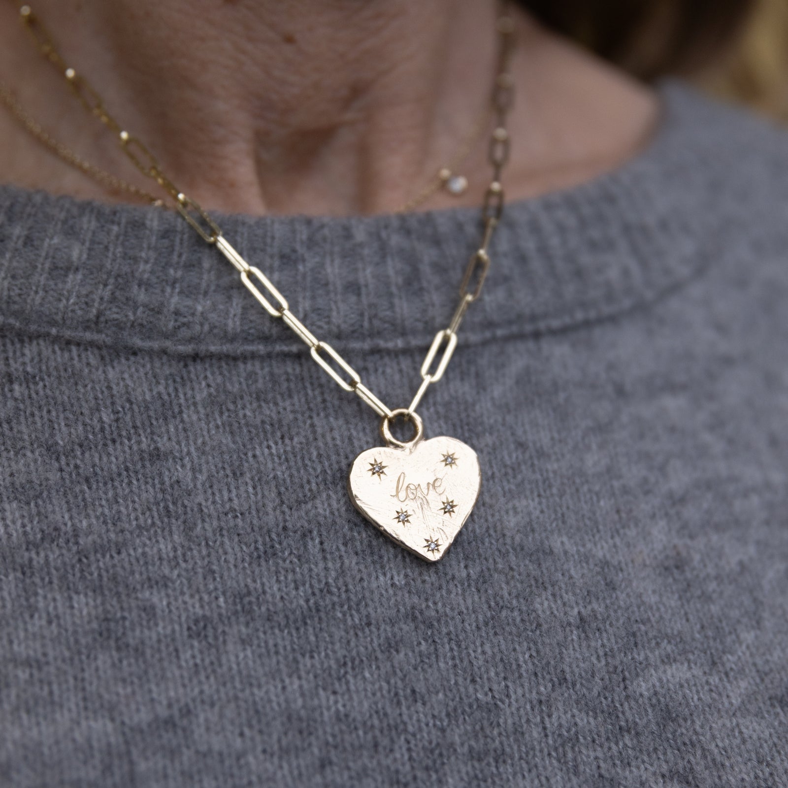 Gold 'Starry Night' Keeper's Heart Trace Chain Necklace