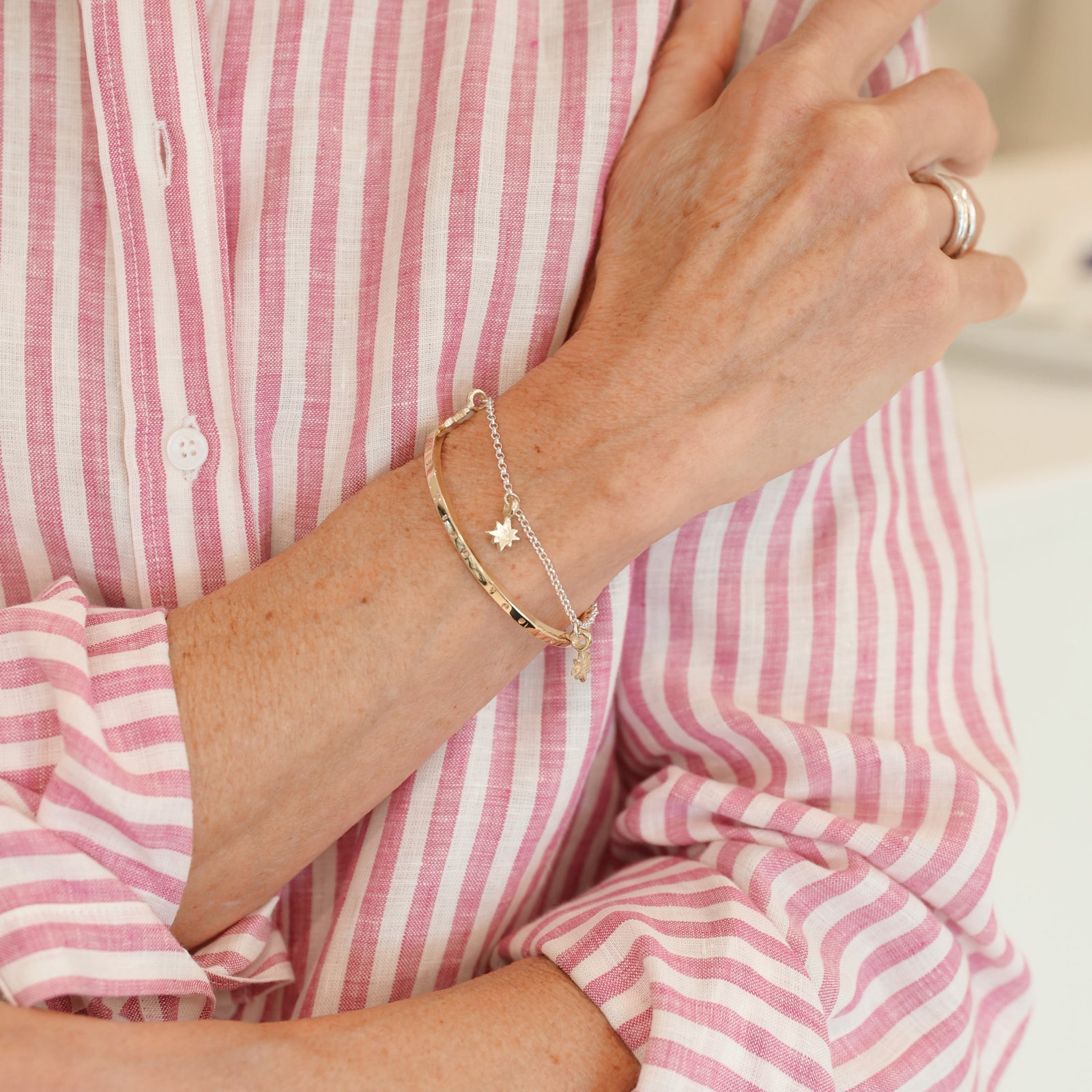 Silver & Gold Trio Baby North Star Chain Bracelet